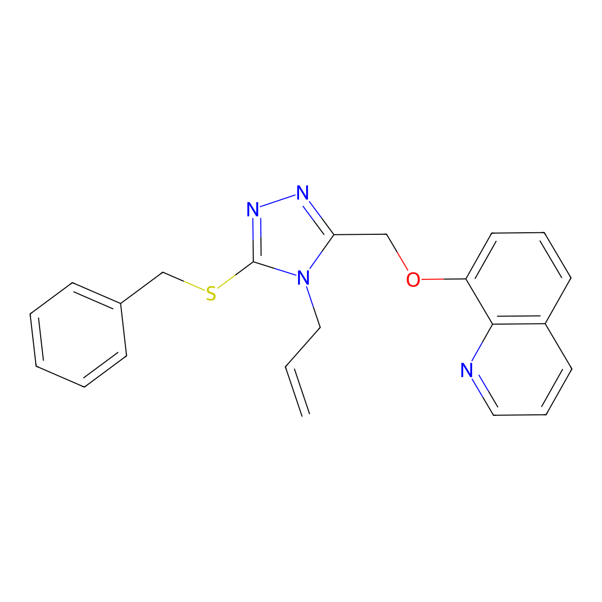 8-{[5-(benzylsulfanyl)-4-(prop-2-en-1-yl)-4H-1,2,4-triazol-3-yl]methoxy}quinoline molecular structure, CAS 102061-71-2
