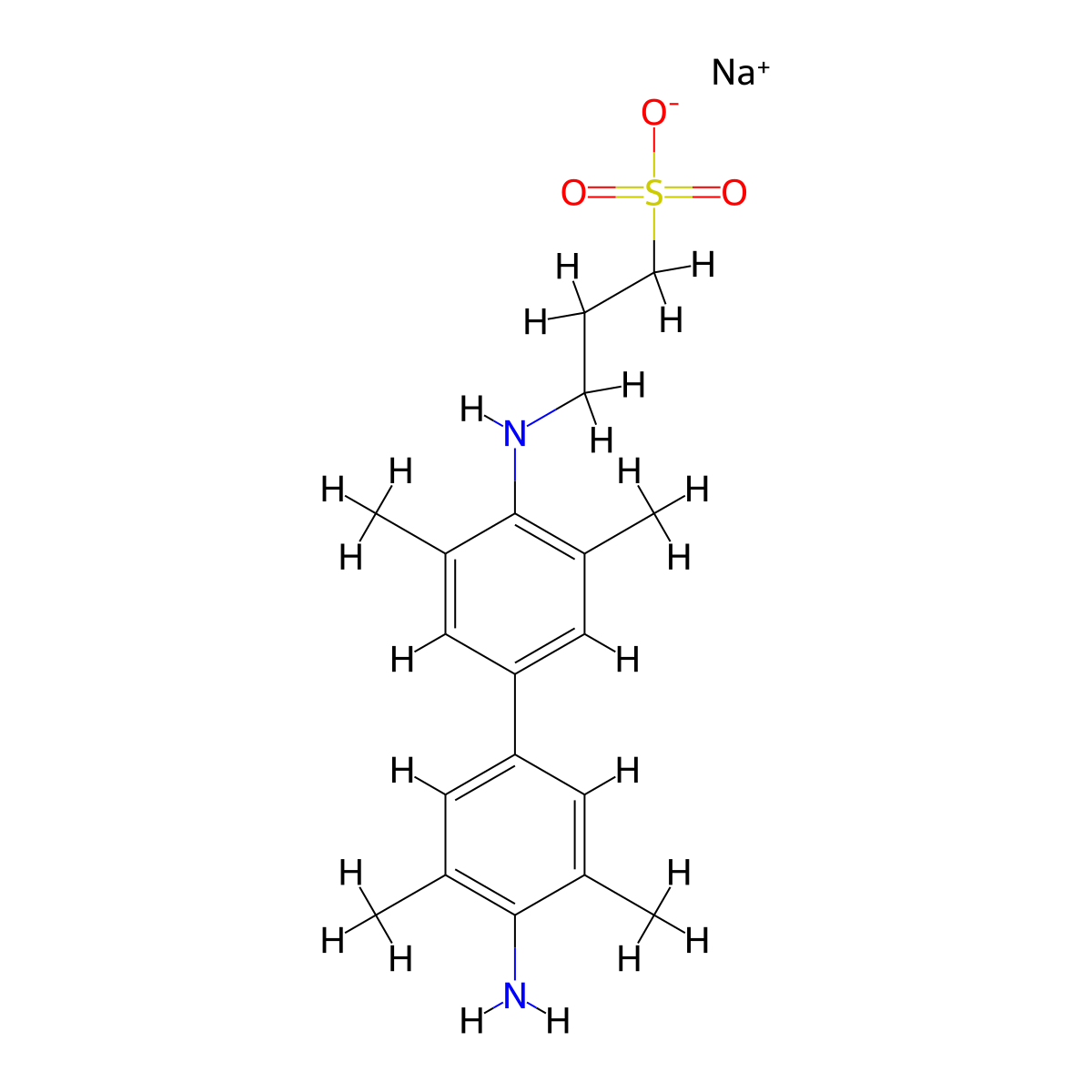 Sodium 3-((4'-amino-3,3',5,5'-tetramethyl-[1,1'-biphenyl]-4-yl)amino)propane-1-sulfonate molecular structure, CAS 102062-46-4