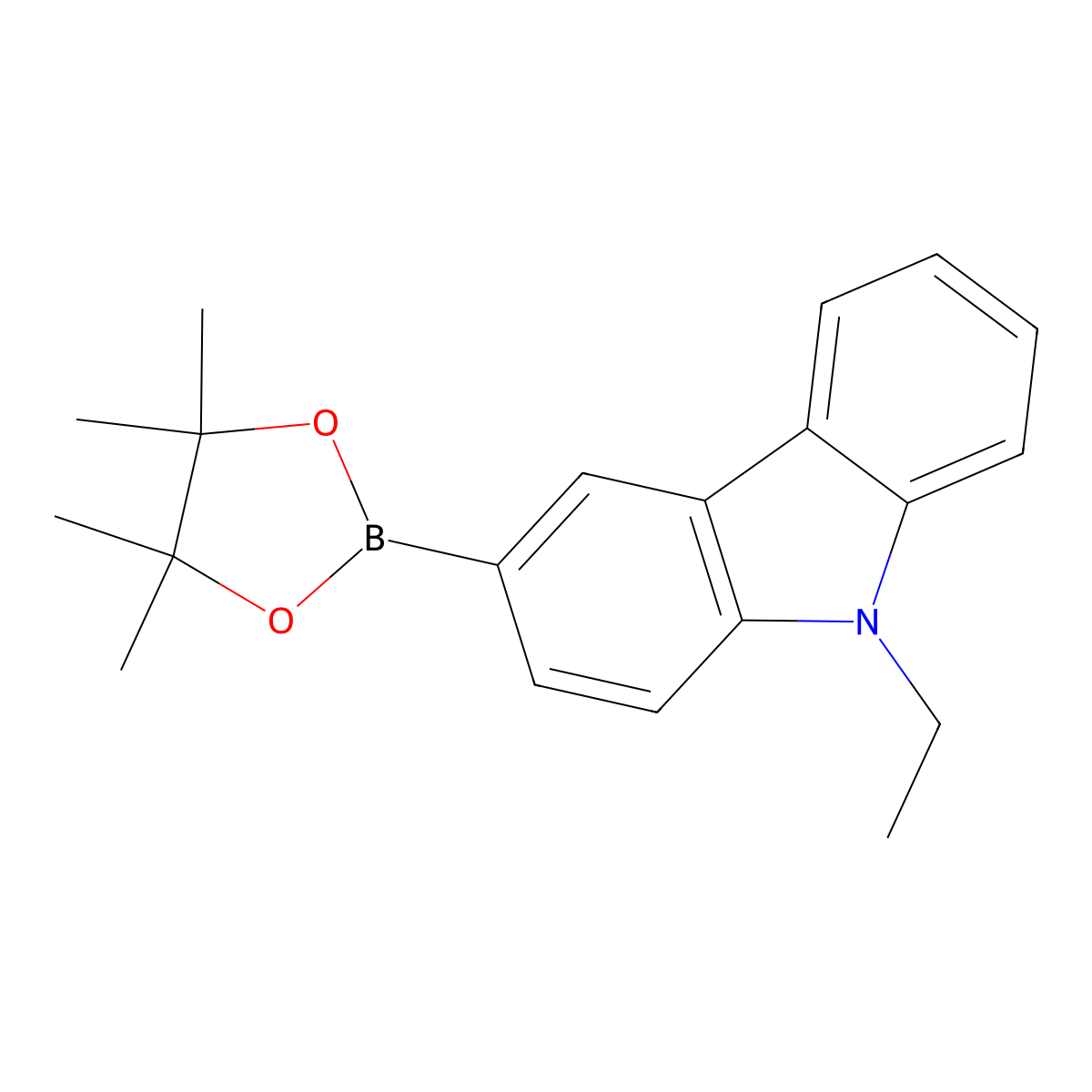 9-Ethyl-3-(4,4,5,5-tetramethyl-[1,3,2]dioxaborolan-2-yl)-9H-carbazole molecular structure, CAS 1020657-86-6