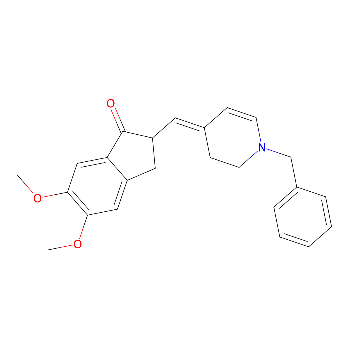1-Benzyl-4-(5,6-dimethoxy-1-oxoindan-2-YL)methylene-1,2,3,4-tetrahydropyridine molecular structure, CAS 1020661-51-1