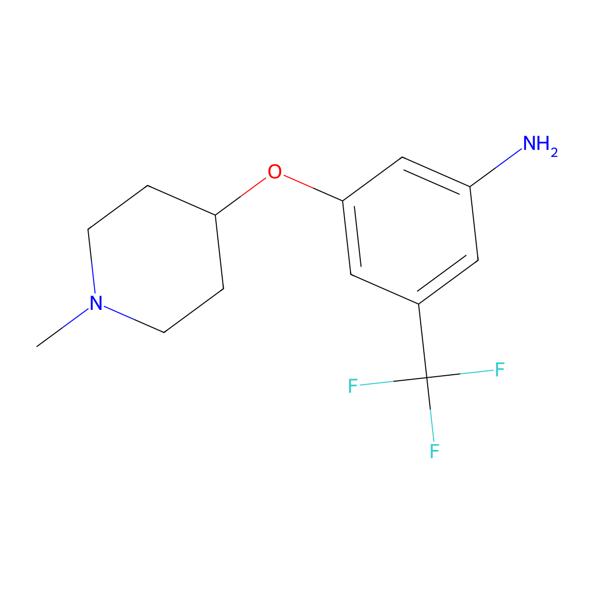 3-((1-Methylpiperidin-4-yl)oxy)-5-(trifluoromethyl)aniline molecular structure, CAS 1020662-91-2