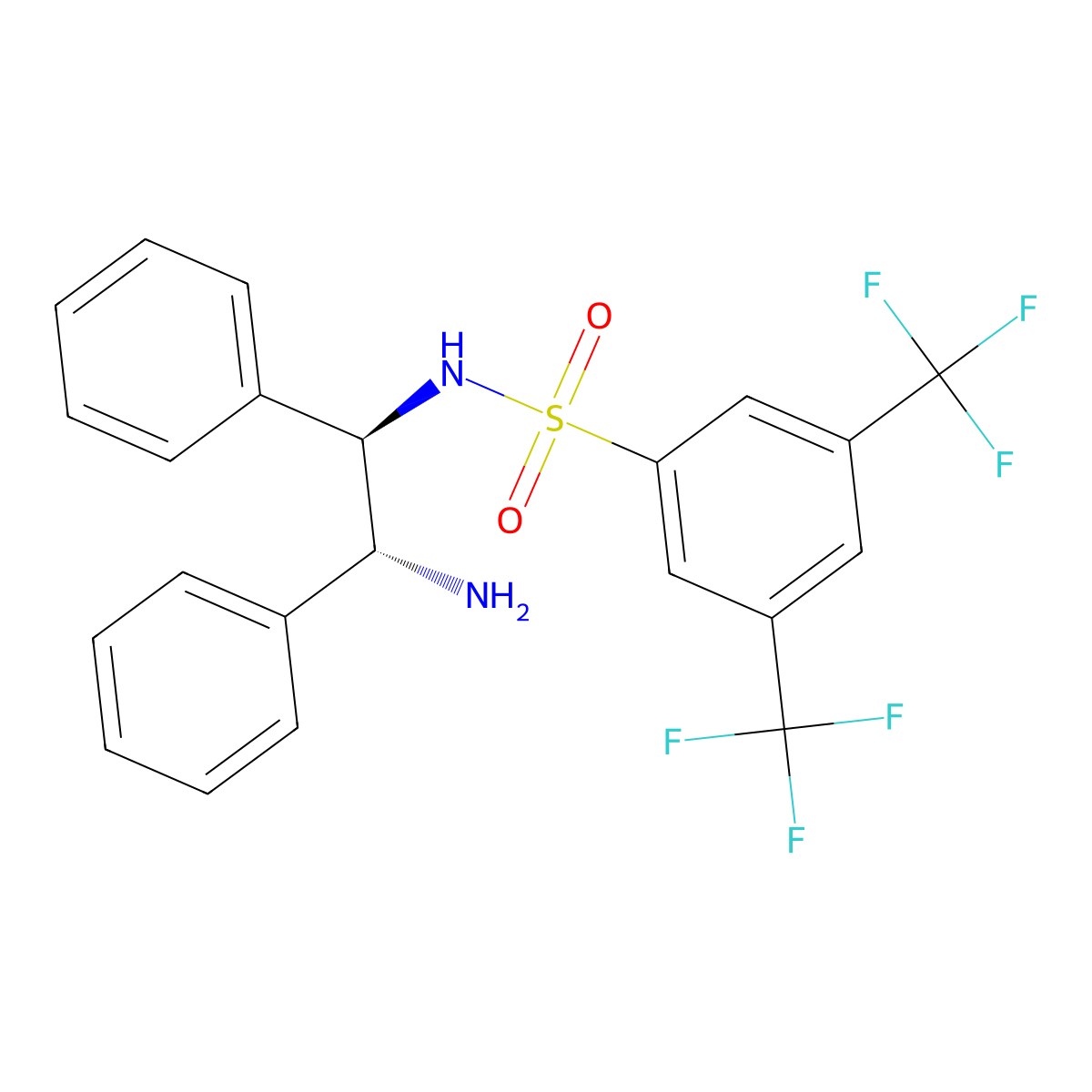 N-((1R,2R)-2-Amino-1,2-diphenylethyl)-3,5-bis(trifluoromethyl)benzenesulfonamide molecular structure, CAS 1020665-67-1