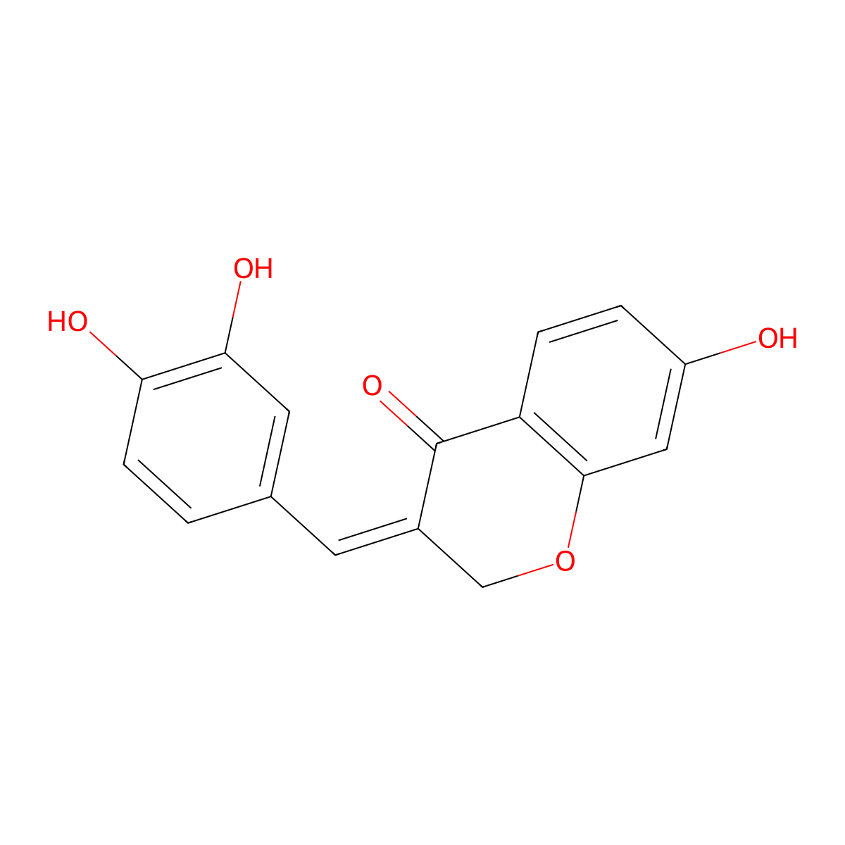 (e)-3-(3,4-Dihydroxybenzylidene)-7-hydroxychroman-4-one molecular structure, CAS 102067-84-5