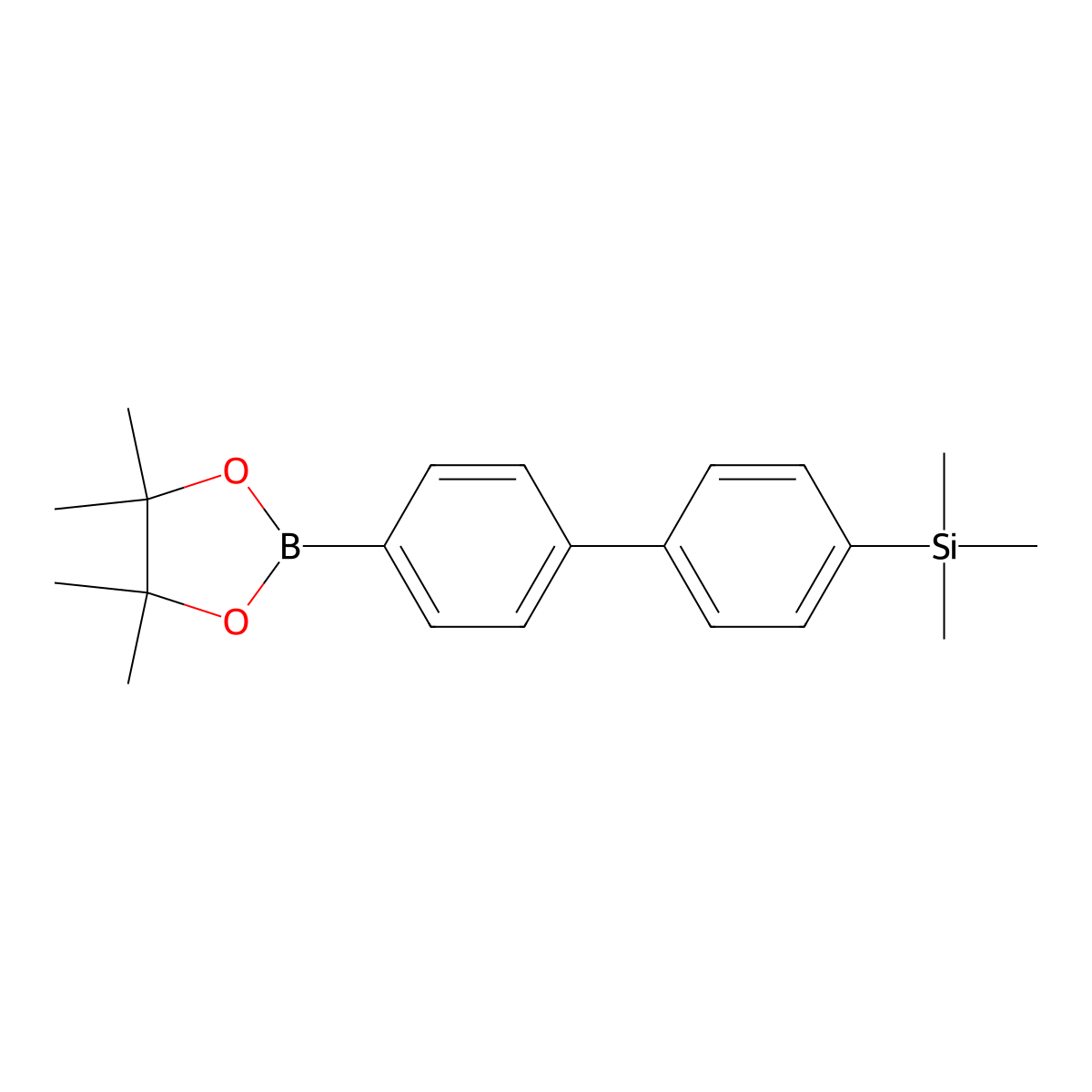 Trimethyl(4'-(4,4,5,5-tetramethyl-1,3,2-dioxaborolan-2-yl)-[1,1'-biphenyl]-4-yl)silane molecular structure, CAS 1020673-70-4