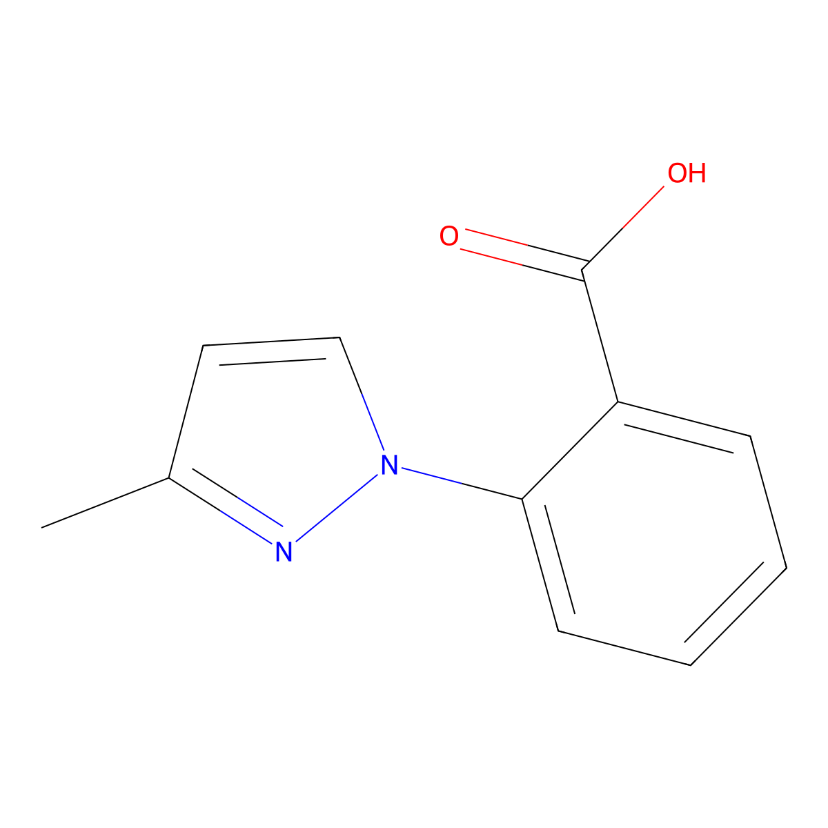 2-(3-methyl-1H-pyrazol-1-yl)benzoic acid molecular structure, CAS 1020703-44-9