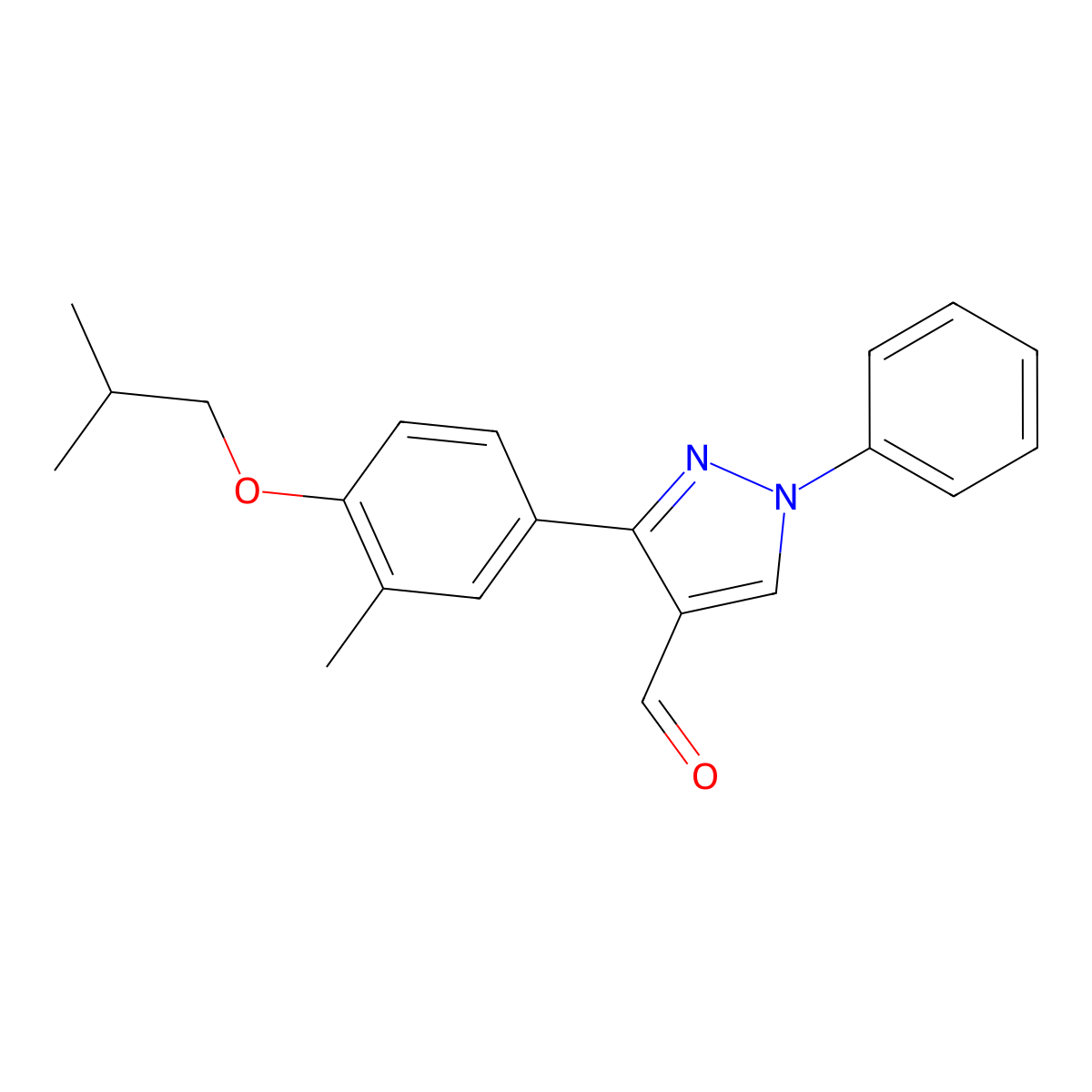 3-[3-methyl-4-(2-methylpropoxy)phenyl]-1-phenyl-1H-pyrazole-4-carbaldehyde molecular structure, CAS 1020703-45-0