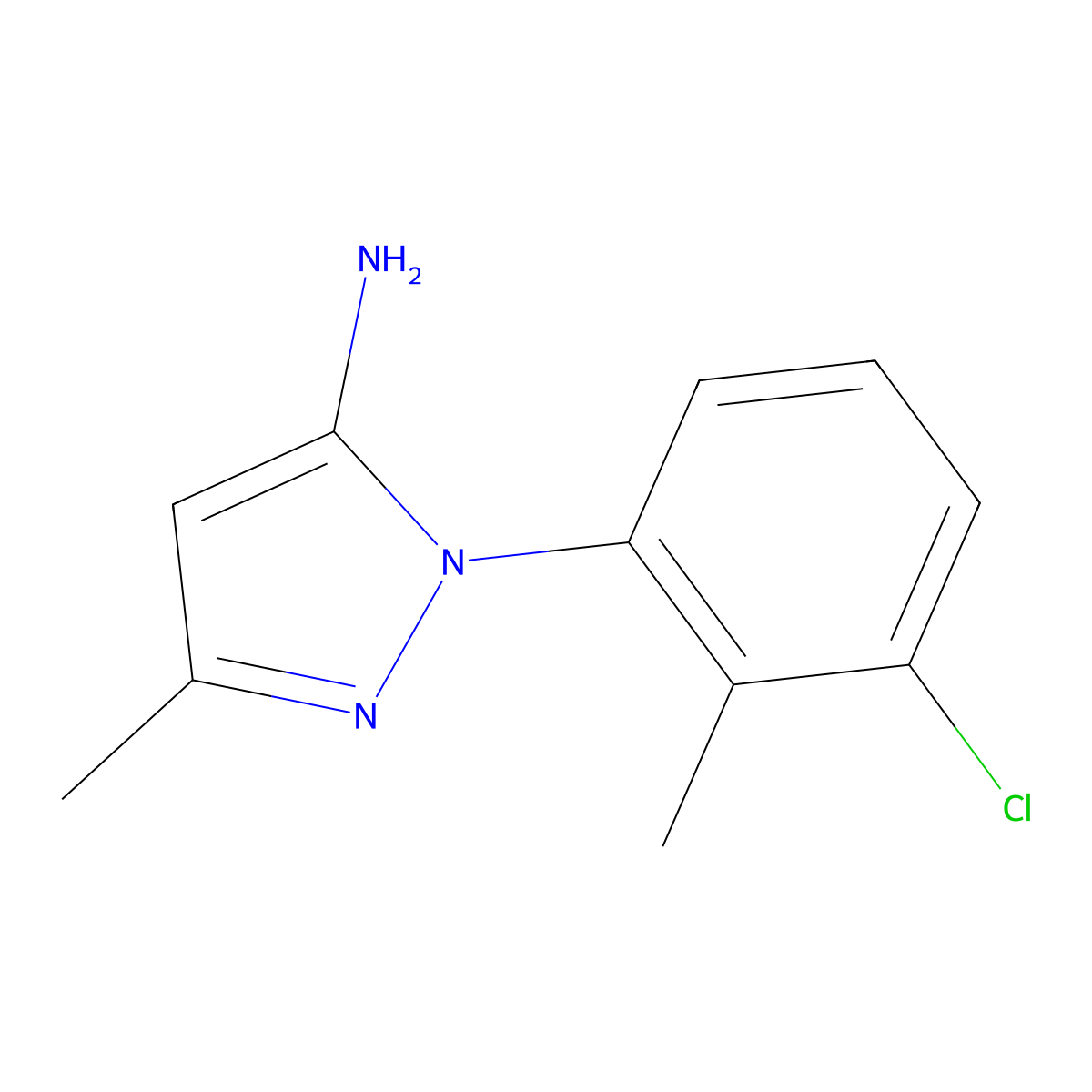 1-(3-chloro-2-methylphenyl)-3-methyl-1H-pyrazol-5-amine molecular structure, CAS 1020703-64-3