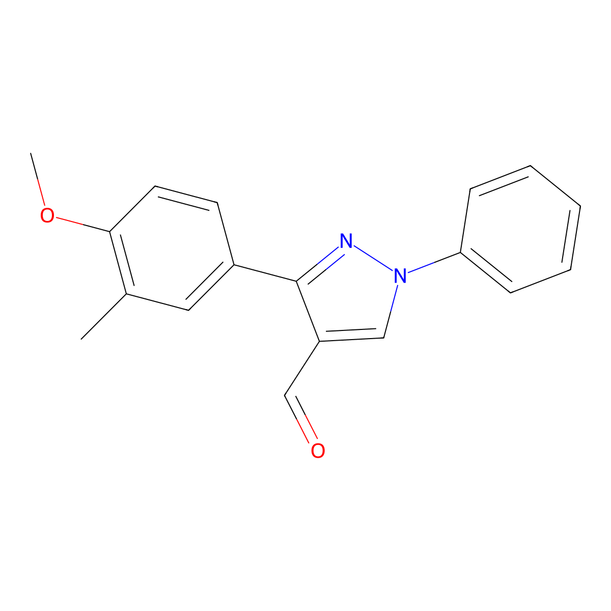 3-(4-methoxy-3-methylphenyl)-1-phenyl-1H-pyrazole-4-carbaldehyde molecular structure, CAS 1020703-68-7