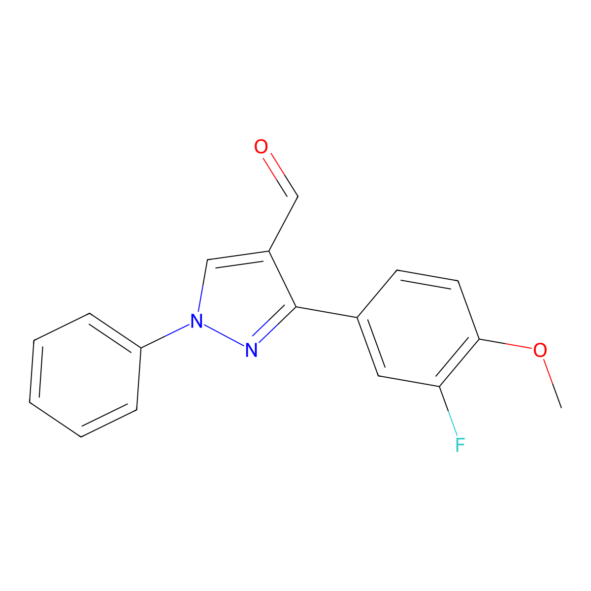 3-(3-fluoro-4-methoxyphenyl)-1-phenyl-1H-pyrazole-4-carbaldehyde molecular structure, CAS 1020703-69-8
