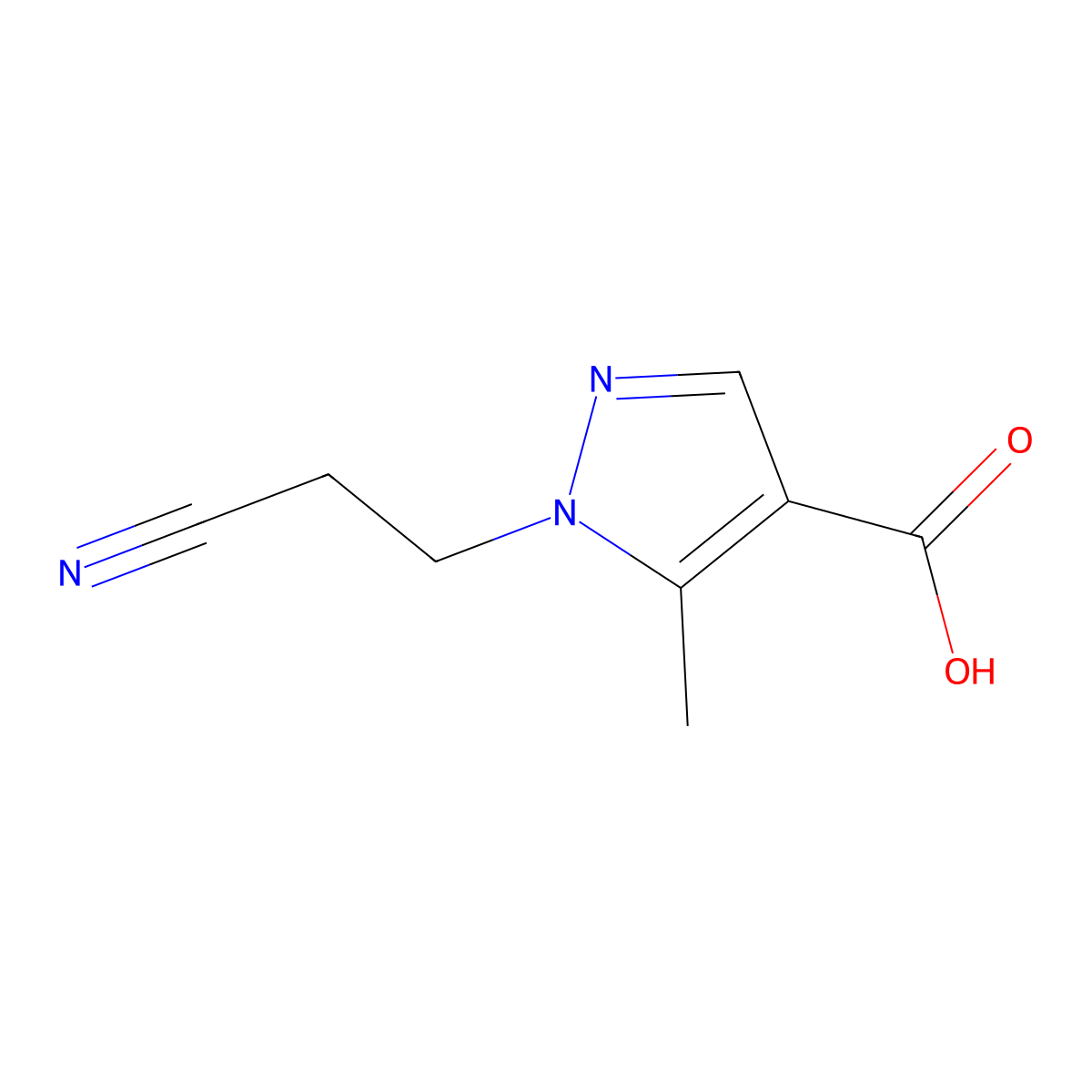 1-(2-cyanoethyl)-5-methyl-1H-pyrazole-4-carboxylic acid molecular structure, CAS 1020703-75-6