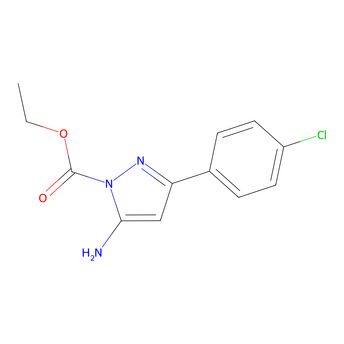 ethyl 5-amino-3-(4-chlorophenyl)-1H-pyrazole-1-carboxylate molecular structure, CAS 1020709-18-5