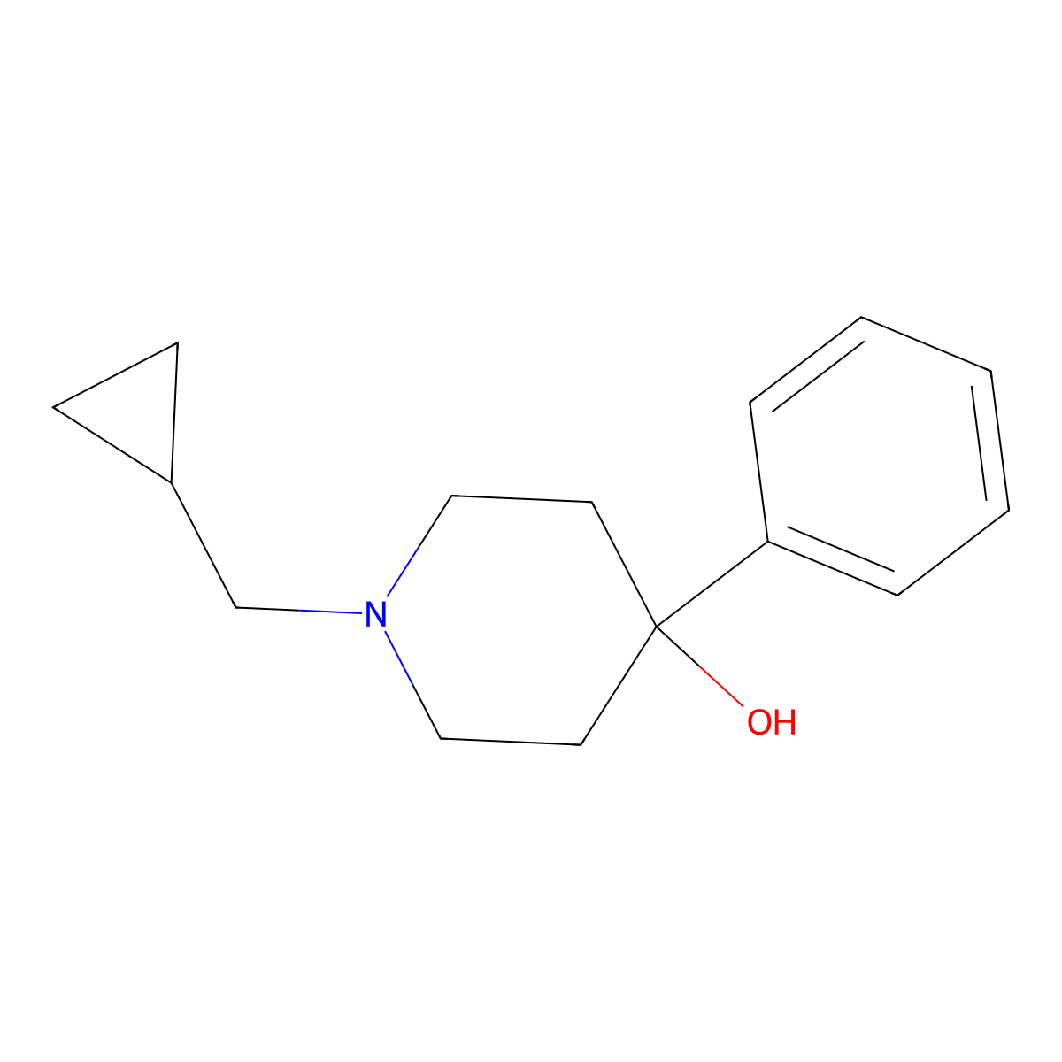 4-Piperidinol, 1-(cyclopropylmethyl)-4-phenyl- molecular structure, CAS 102071-52-3