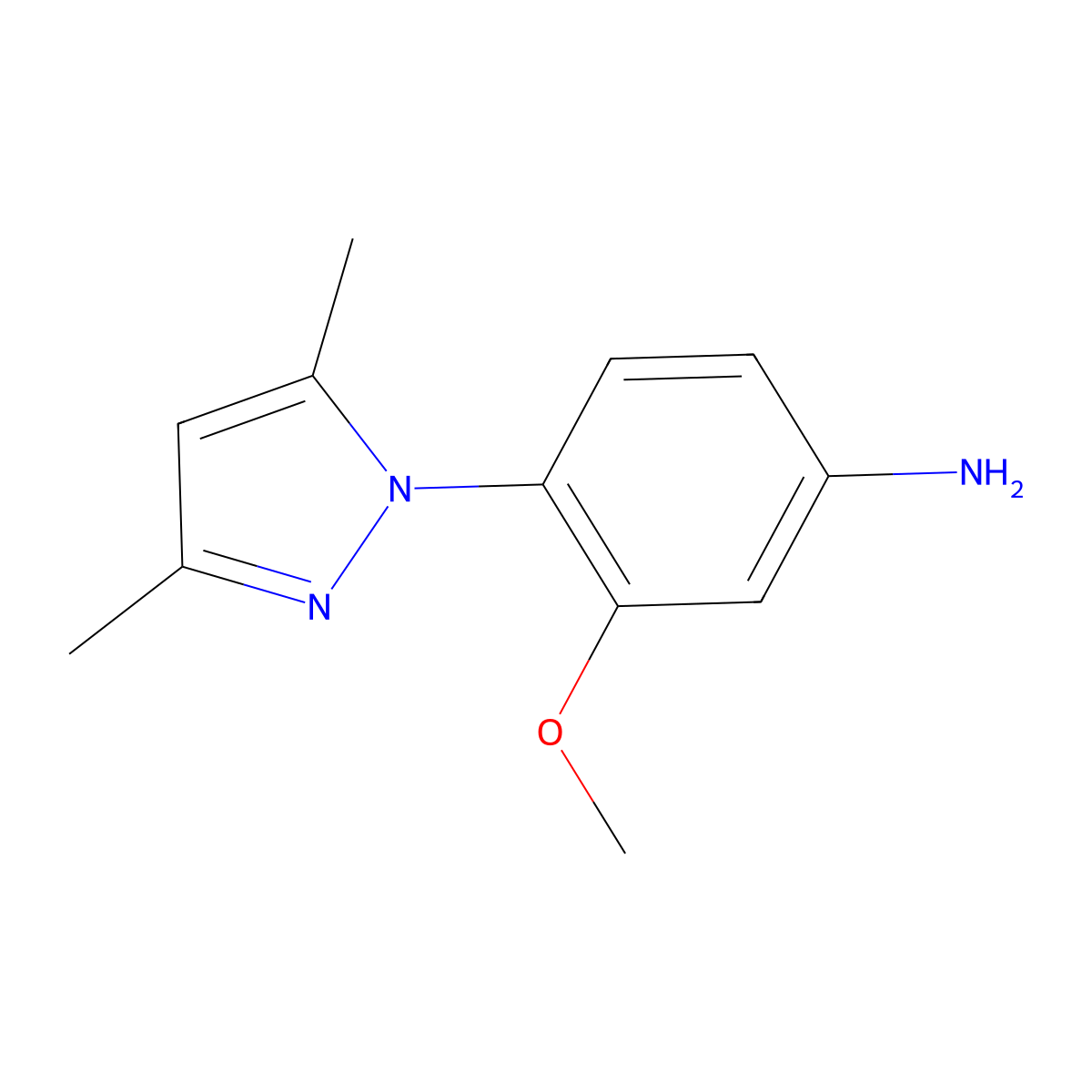 4-(3,5-dimethyl-1H-pyrazol-1-yl)-3-methoxyaniline molecular structure, CAS 1020713-23-8