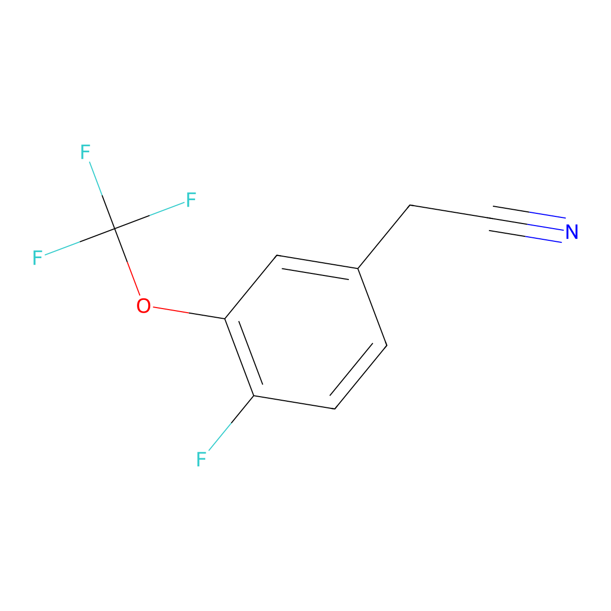 4-Fluoro-3-(trifluoromethoxy)phenylacetonitrile molecular structure, CAS 1020718-23-3