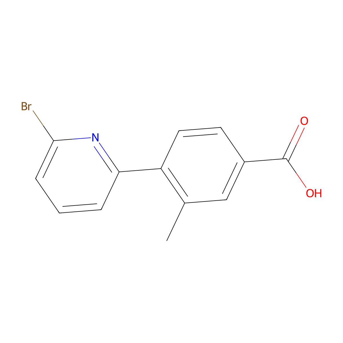 4-(6-Bromopyridin-2-yl)-3-methylbenzoic acid molecular structure, CAS 1020718-68-6