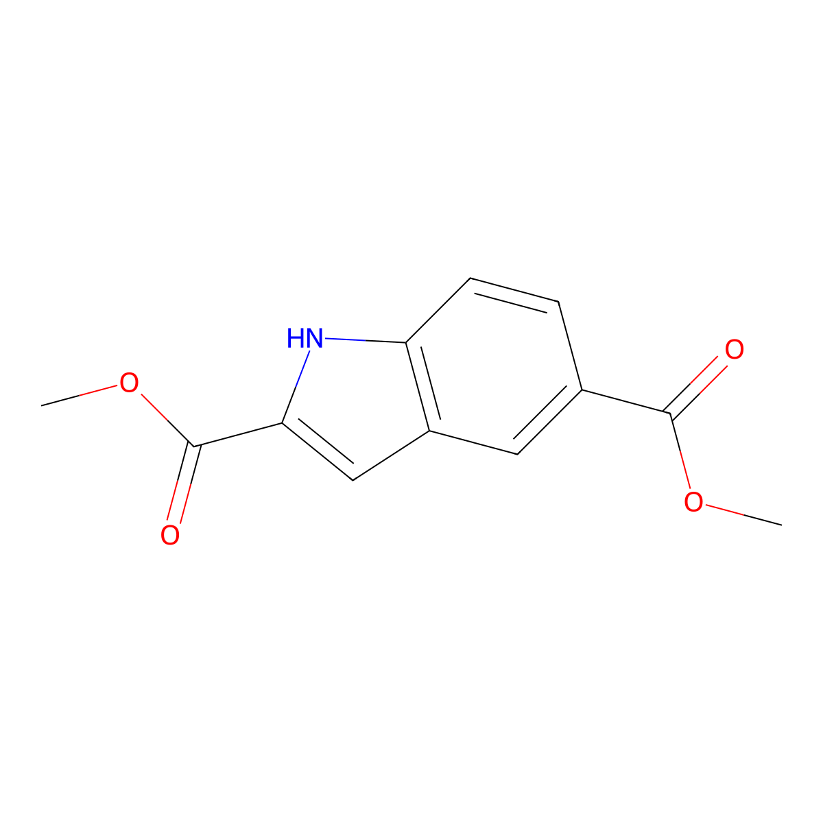dimethyl 1H-indole-2,5-dicarboxylate molecular structure, CAS 1020718-77-7