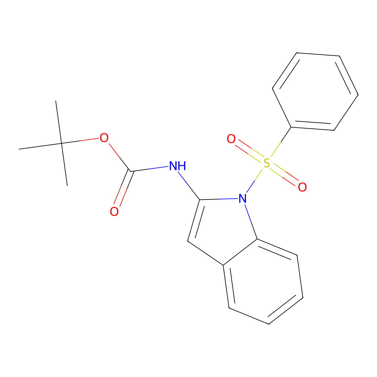 2-(Tert-butoxycarbonylamino)-1-(phenylsulfonyl)indole molecular structure, CAS 1020722-09-1