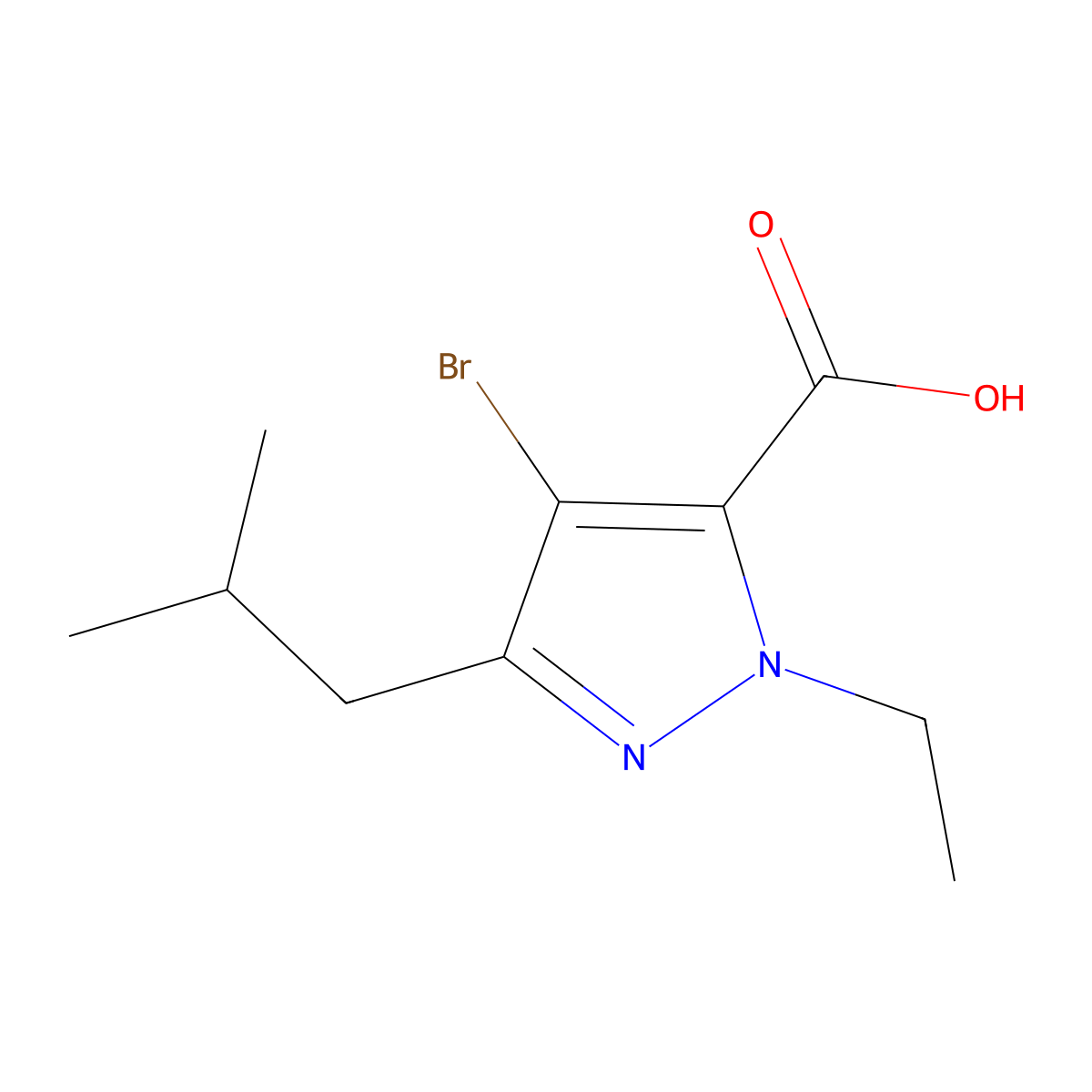 4-Bromo-1-ethyl-3-(2-methylpropyl)-1H-pyrazole-5-carboxylic acid molecular structure, CAS 1020722-66-0