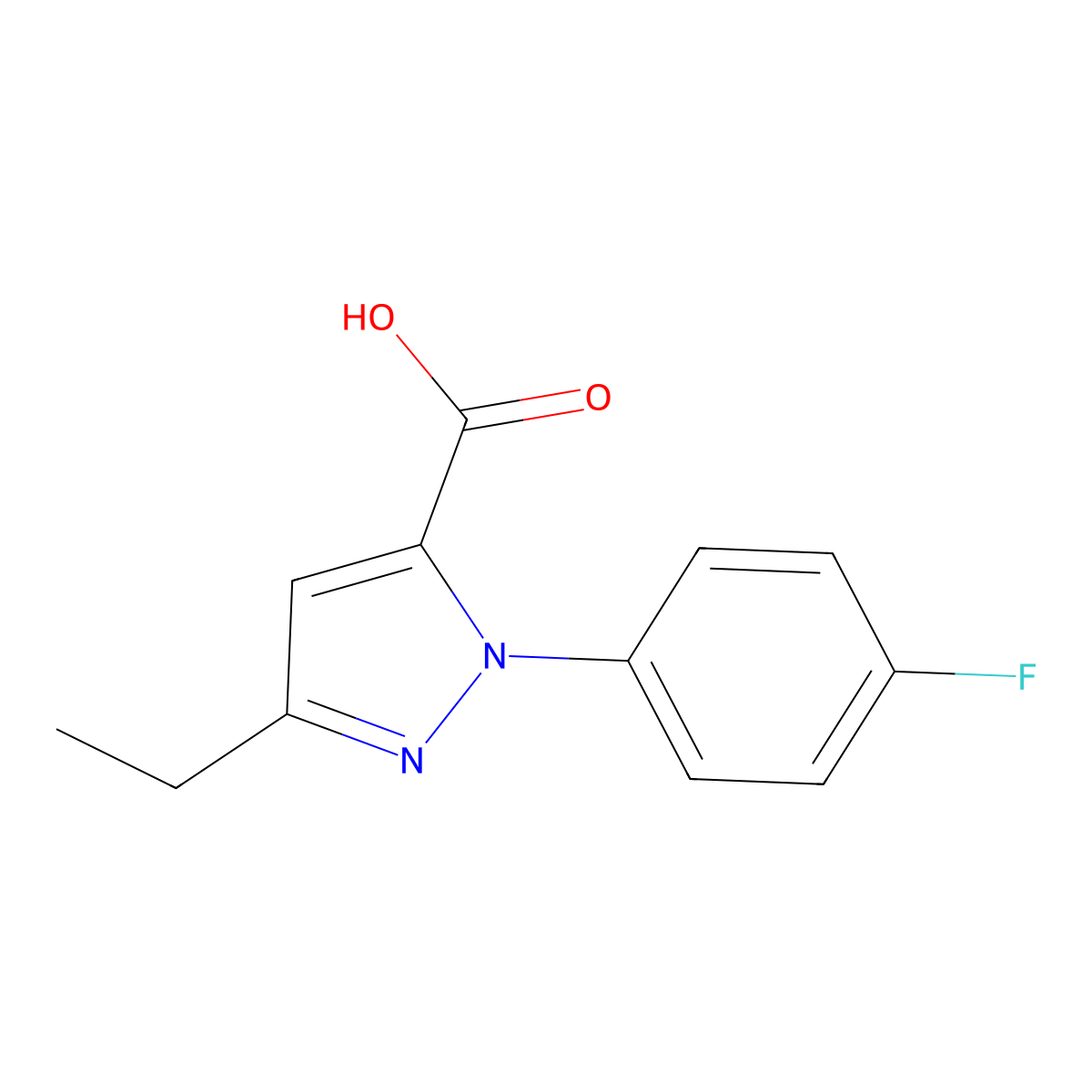 5-Ethyl-2-(4-fluorophenyl)pyrazole-3-carboxylic acid molecular structure, CAS 1020722-75-1