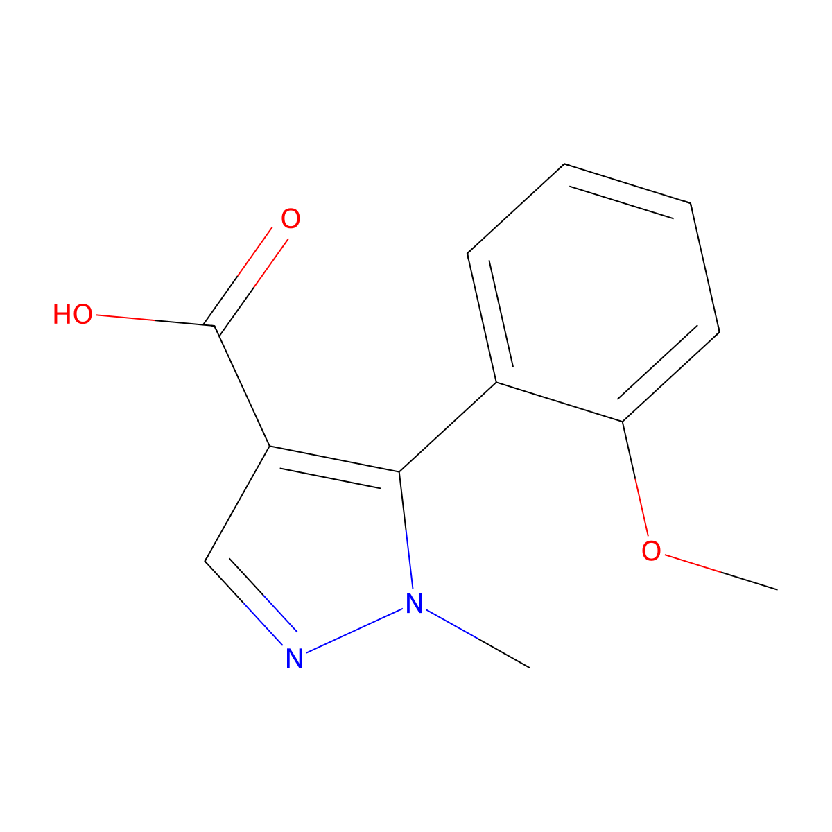 5-(2-Methoxyphenyl)-1-methyl-1h-pyrazole-4-carboxylic acid molecular structure, CAS 1020722-82-0