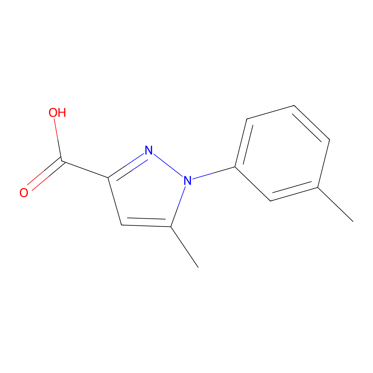 5-Methyl-1-M-tolyl-1H-pyrazole-3-carboxylic acid molecular structure, CAS 1020723-33-4