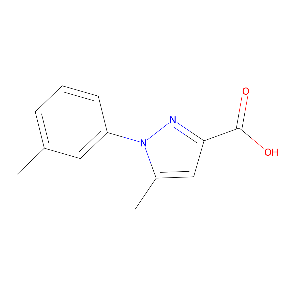 5-Methyl-1-M-tolyl-1H-pyrazole-3-carboxylic acid molecular structure, CAS 1020723-33-4