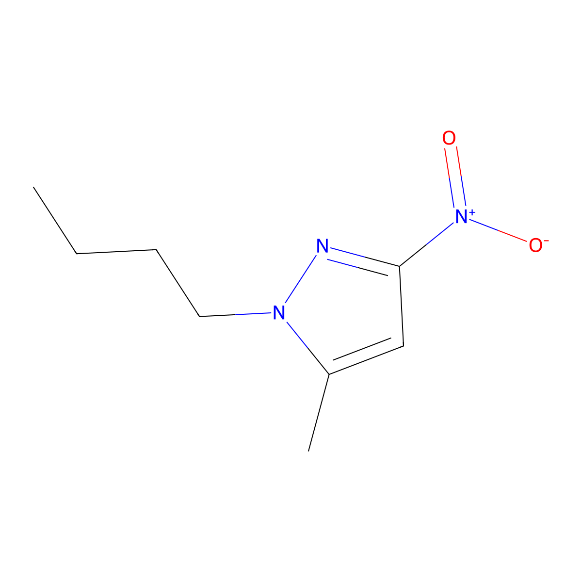 1-butyl-5-methyl-3-nitro-1H-pyrazole molecular structure, CAS 1020724-13-3