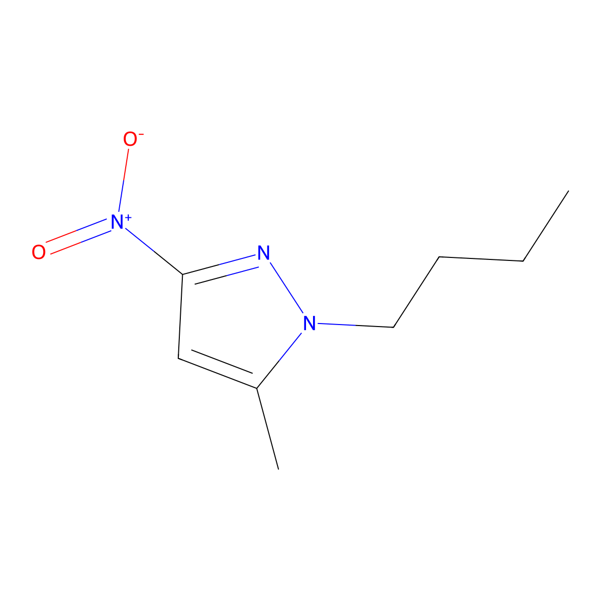1-butyl-5-methyl-3-nitro-1H-pyrazole molecular structure, CAS 1020724-13-3