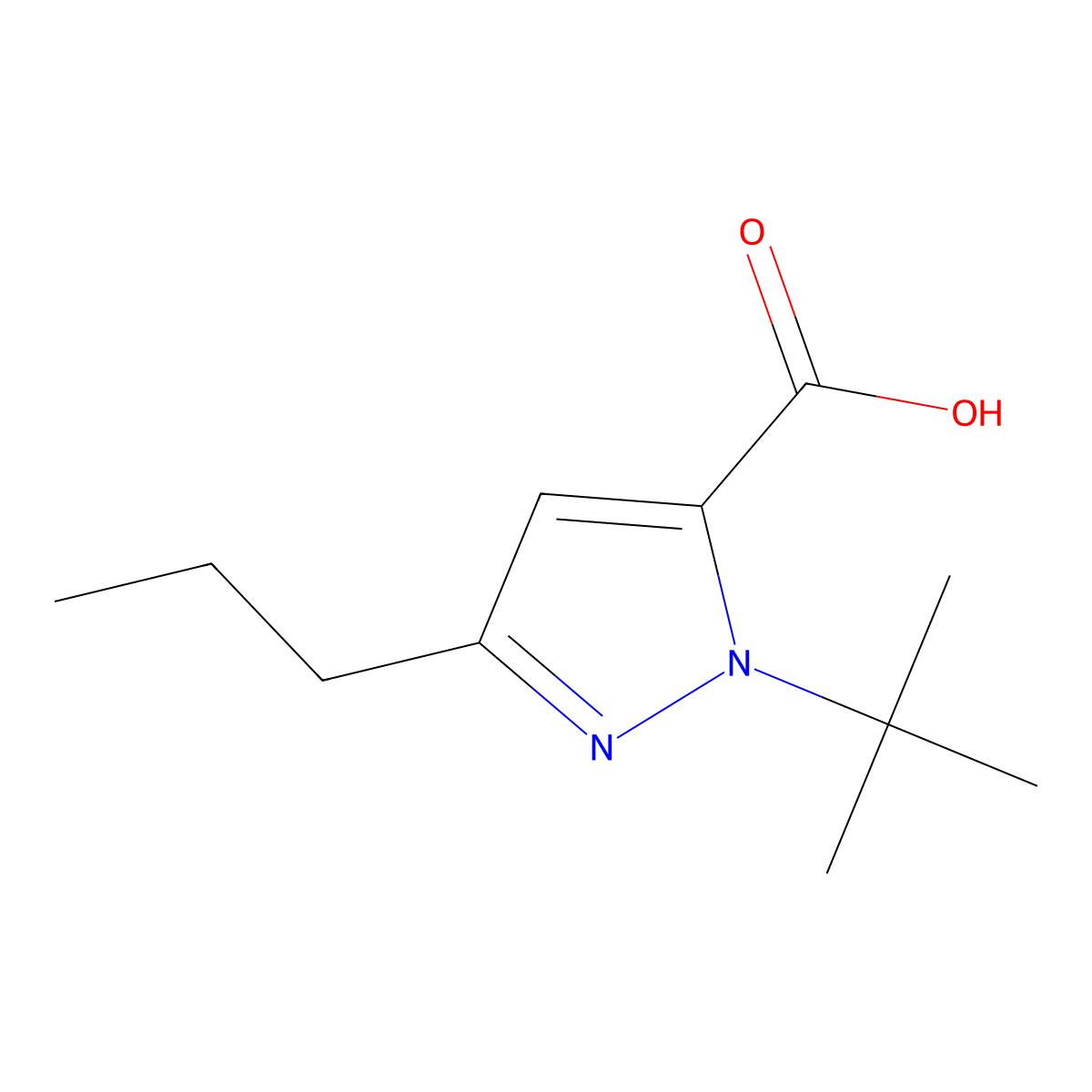 1-(tert-Butyl)-3-propyl-1H-pyrazole-5-carboxylic acid molecular structure, CAS 1020724-17-7
