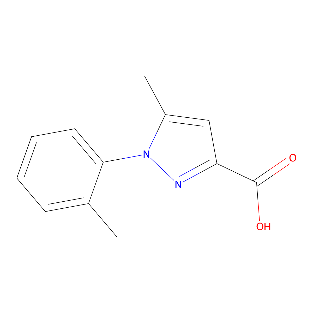 5-methyl-1-(2-methylphenyl)-1H-pyrazole-3-carboxylic acid molecular structure, CAS 1020724-19-9