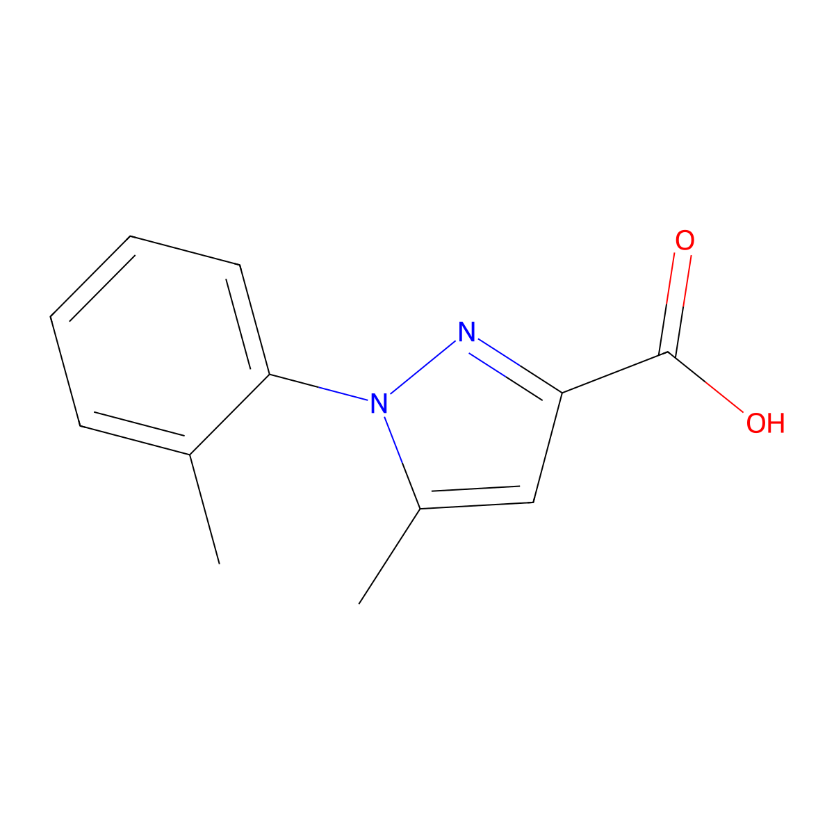 5-methyl-1-(2-methylphenyl)-1H-pyrazole-3-carboxylic acid molecular structure, CAS 1020724-19-9