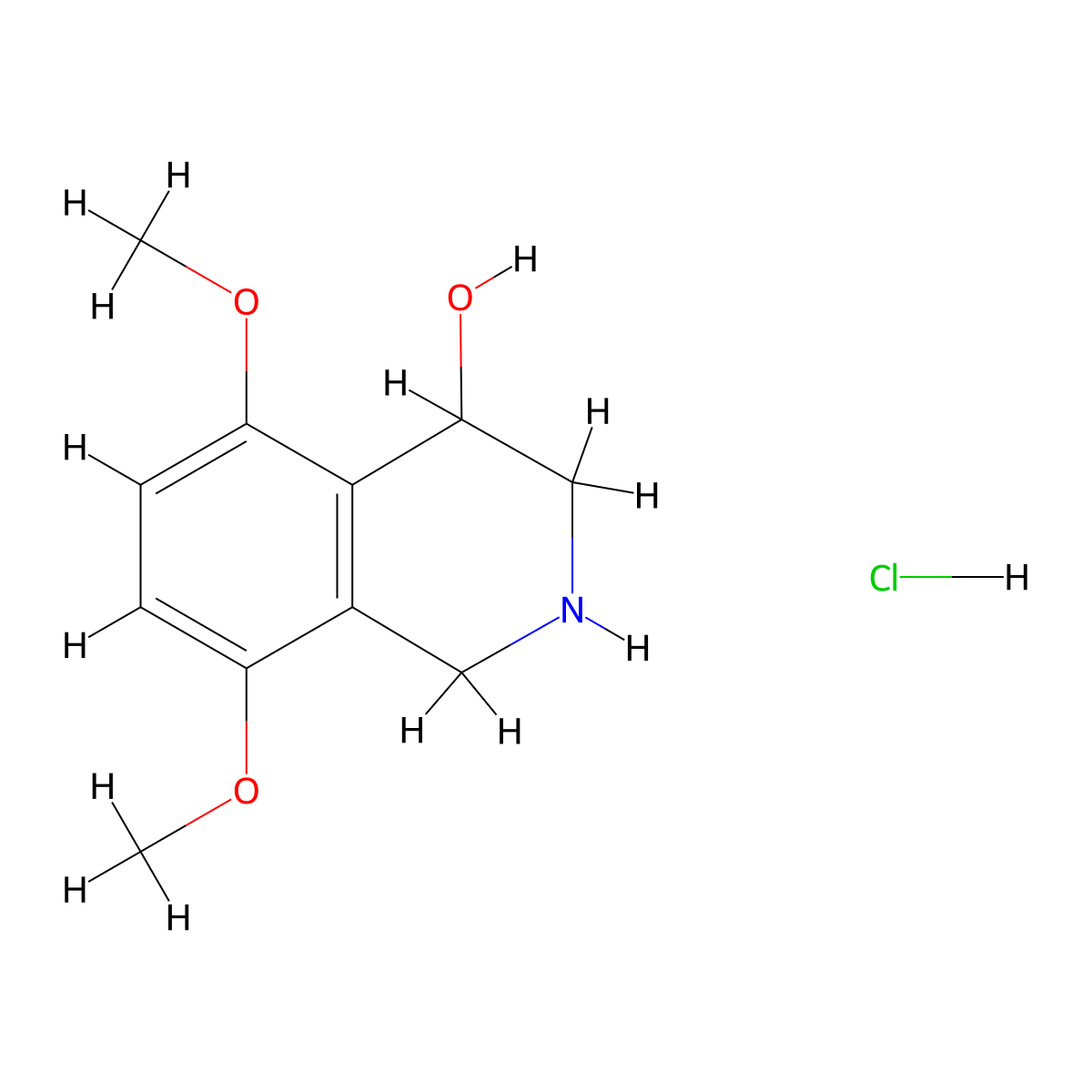5,8-Dimethoxy-1,2,3,4-tetrahydroisoquinolin-4-ol--hydrogen chloride (1/1) molecular structure, CAS 102073-77-8
