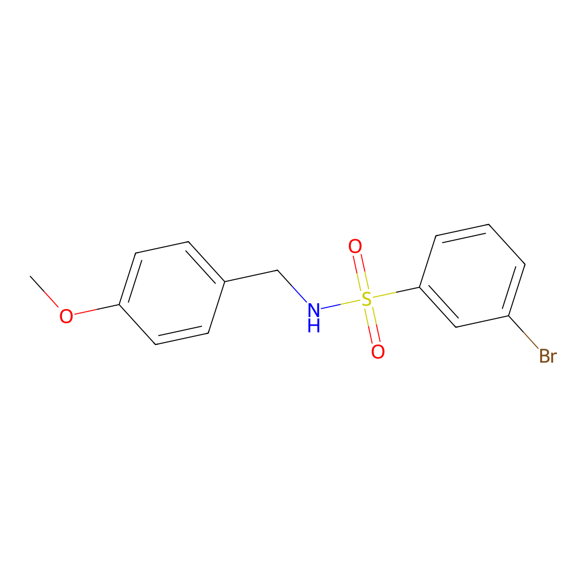3-bromo-N-(4-methoxybenzyl)benzenesulfonamide molecular structure, CAS 1020743-36-5