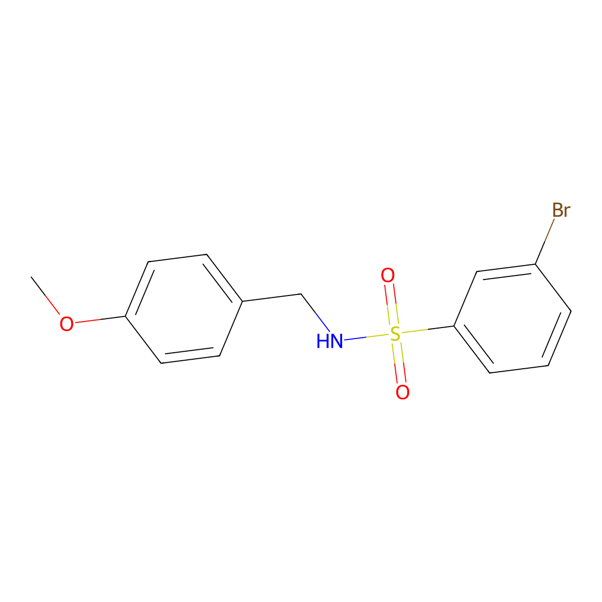 3-bromo-N-(4-methoxybenzyl)benzenesulfonamide molecular structure, CAS 1020743-36-5