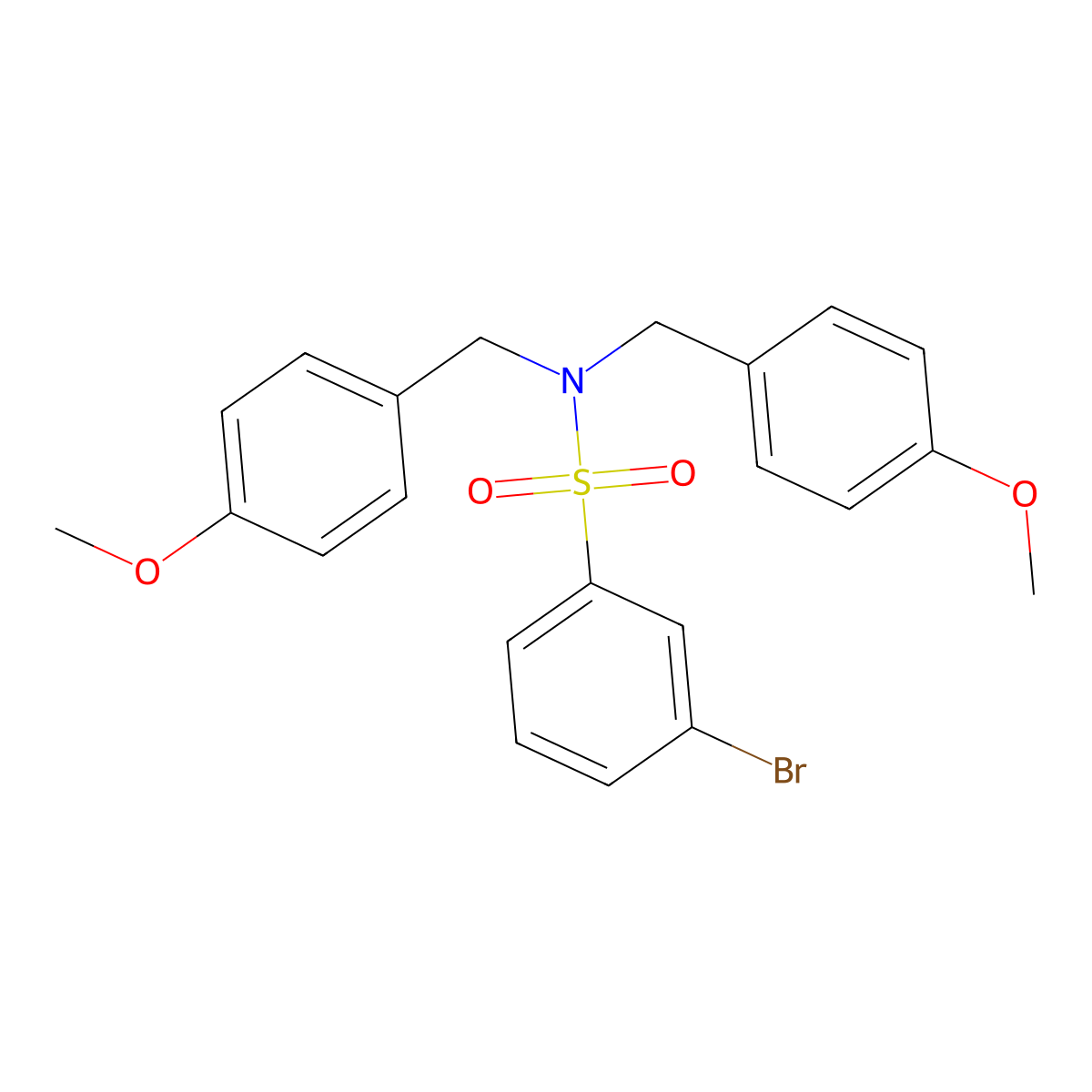 3-bromo-N,N-bis(4-methoxybenzyl)benzenesulfonamide molecular structure, CAS 1020743-37-6