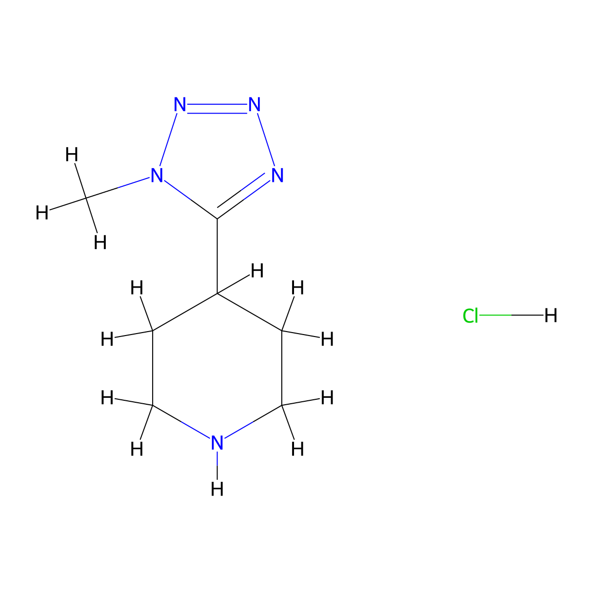 4-(1-Methyl-1H-tetrazol-5-yl)piperidine hydrochloride molecular structure, CAS 1020748-26-8