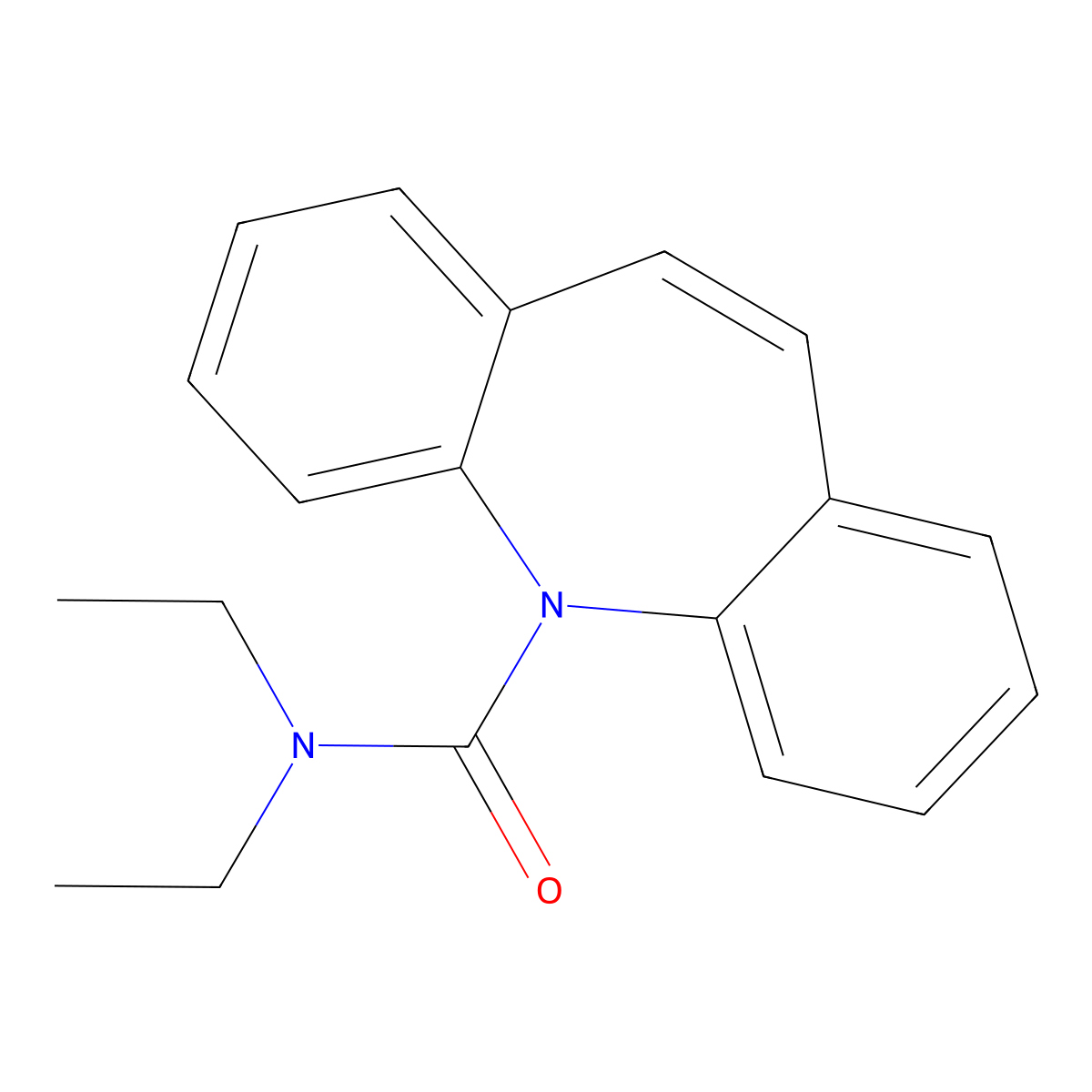 N,N-diethylbenzo[b][1]benzazepine-11-carboxamide molecular structure, CAS 102080-94-4