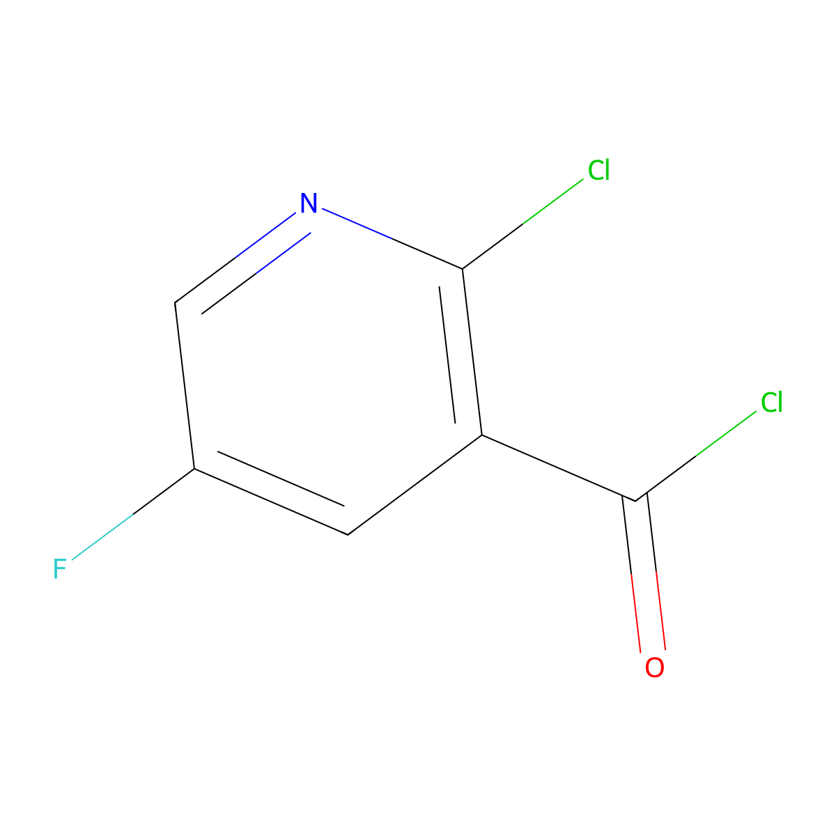 2-Chloro-5-fluoro-3-pyridinecarbonyl chloride molecular structure, CAS 1020849-13-1