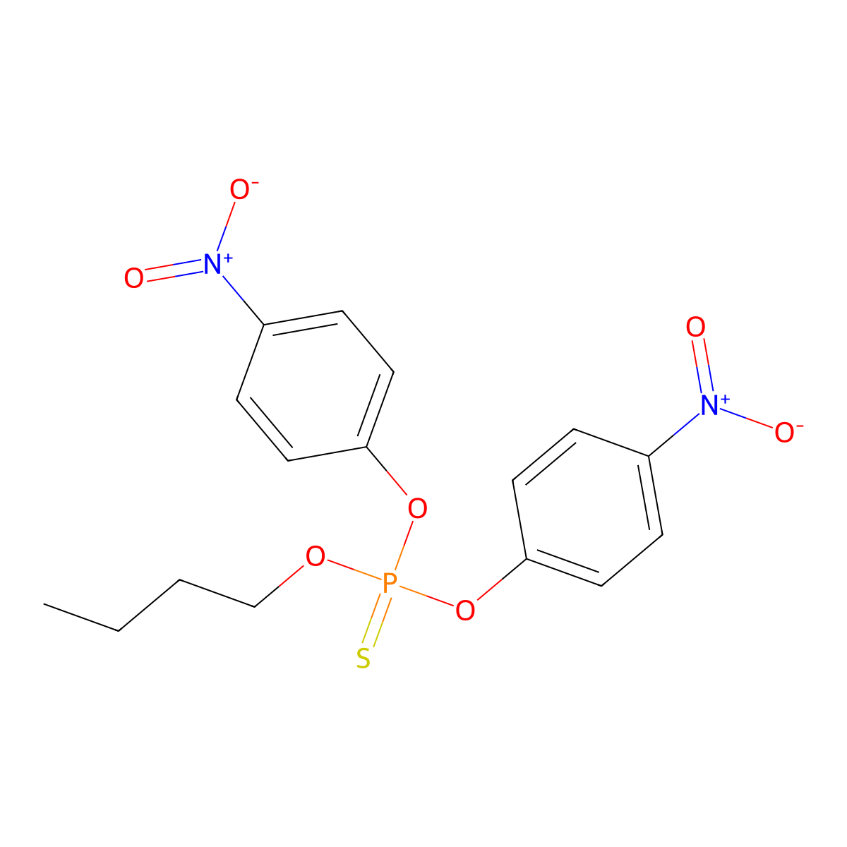 Phosphorothioic acid, O-butyl O,O-bis(4-nitrophenyl) ester molecular structure, CAS 102089-50-9