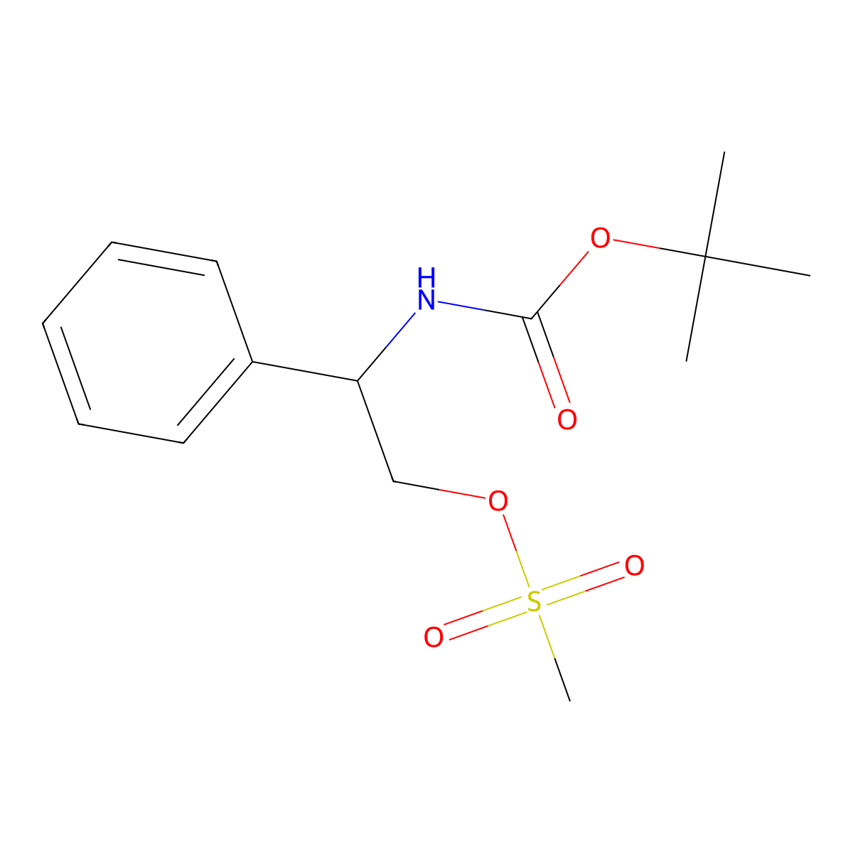 N-[(1R)-2-[(Methylsulfonyl)oxy]-1-phenylethyl]carbamic acid 1,1-dimethylethyl ester molecular structure, CAS 102089-75-8