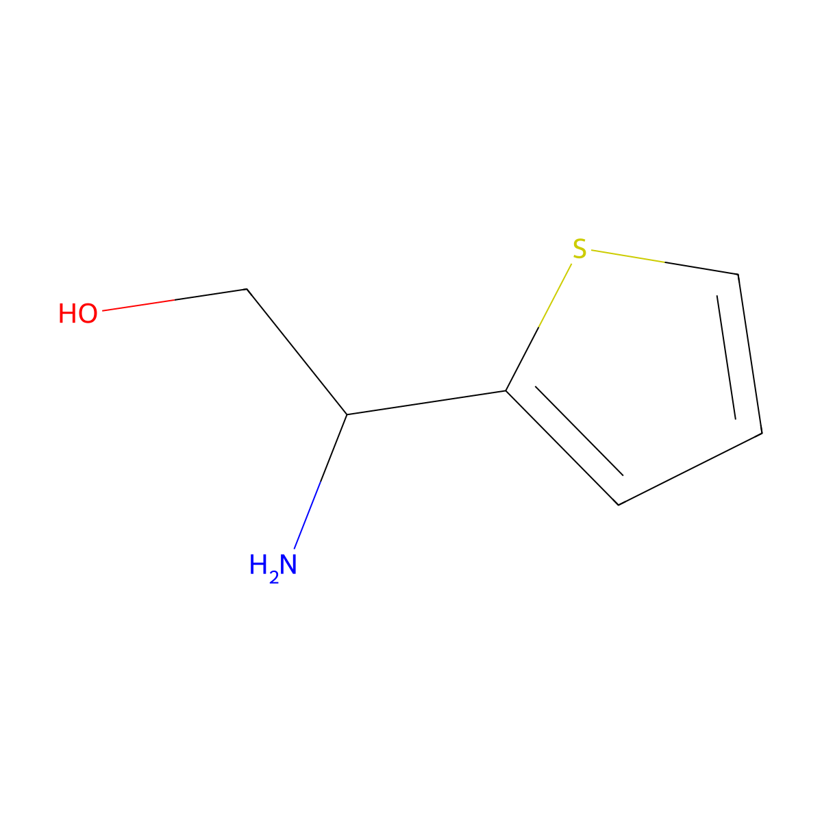 (2S)-2-amino-2-(thiophen-2-yl)ethan-1-ol molecular structure, CAS 102089-96-3