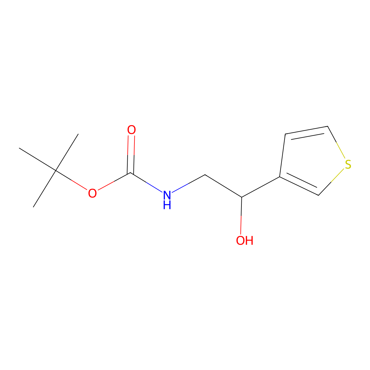 Tert-butyl N-[2-hydroxy-2-(thiophen-3-YL)ethyl]carbamate molecular structure, CAS 102090-44-8