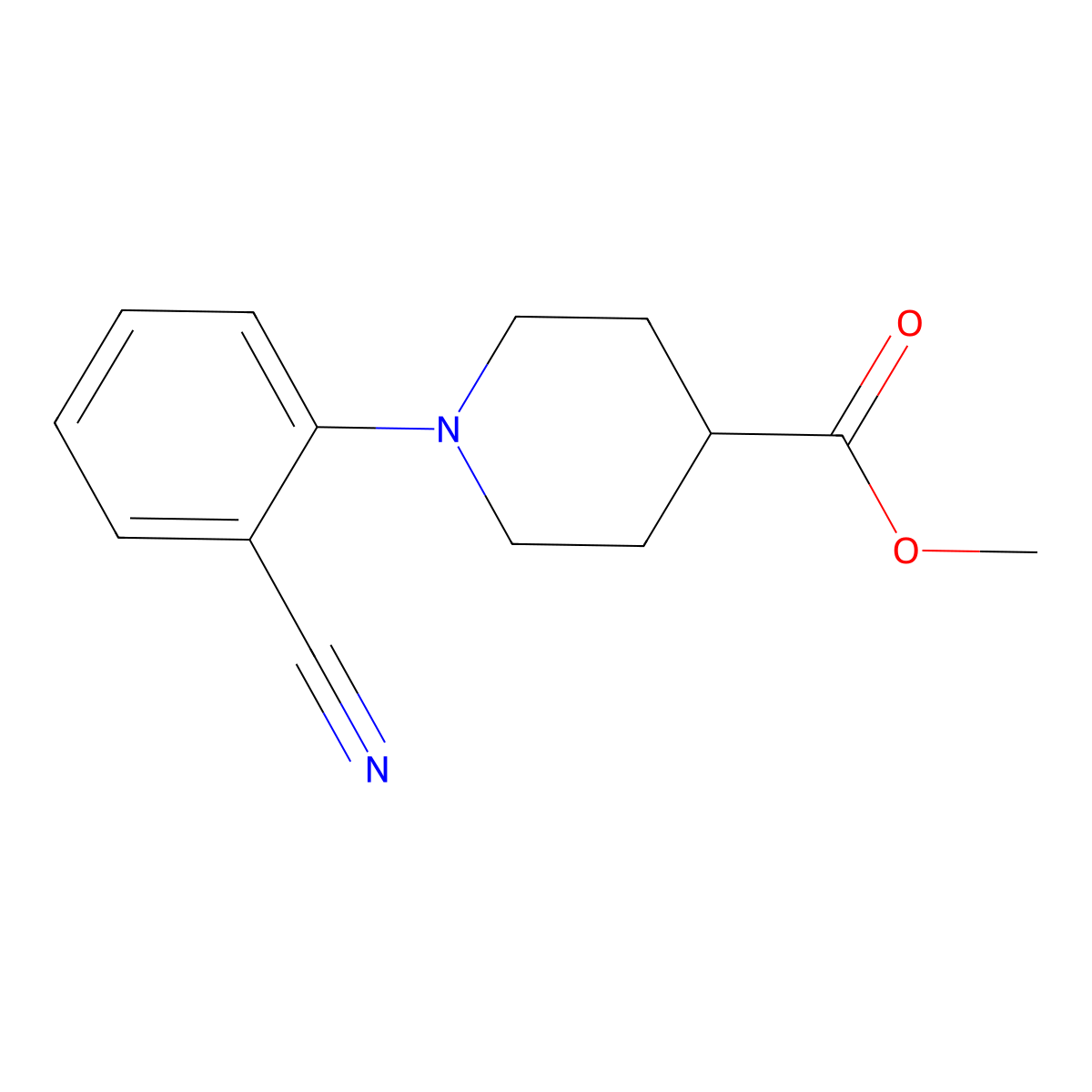 Methyl 1-(2-cyanophenyl)piperidine-4-carboxylate molecular structure, CAS 1020918-91-5