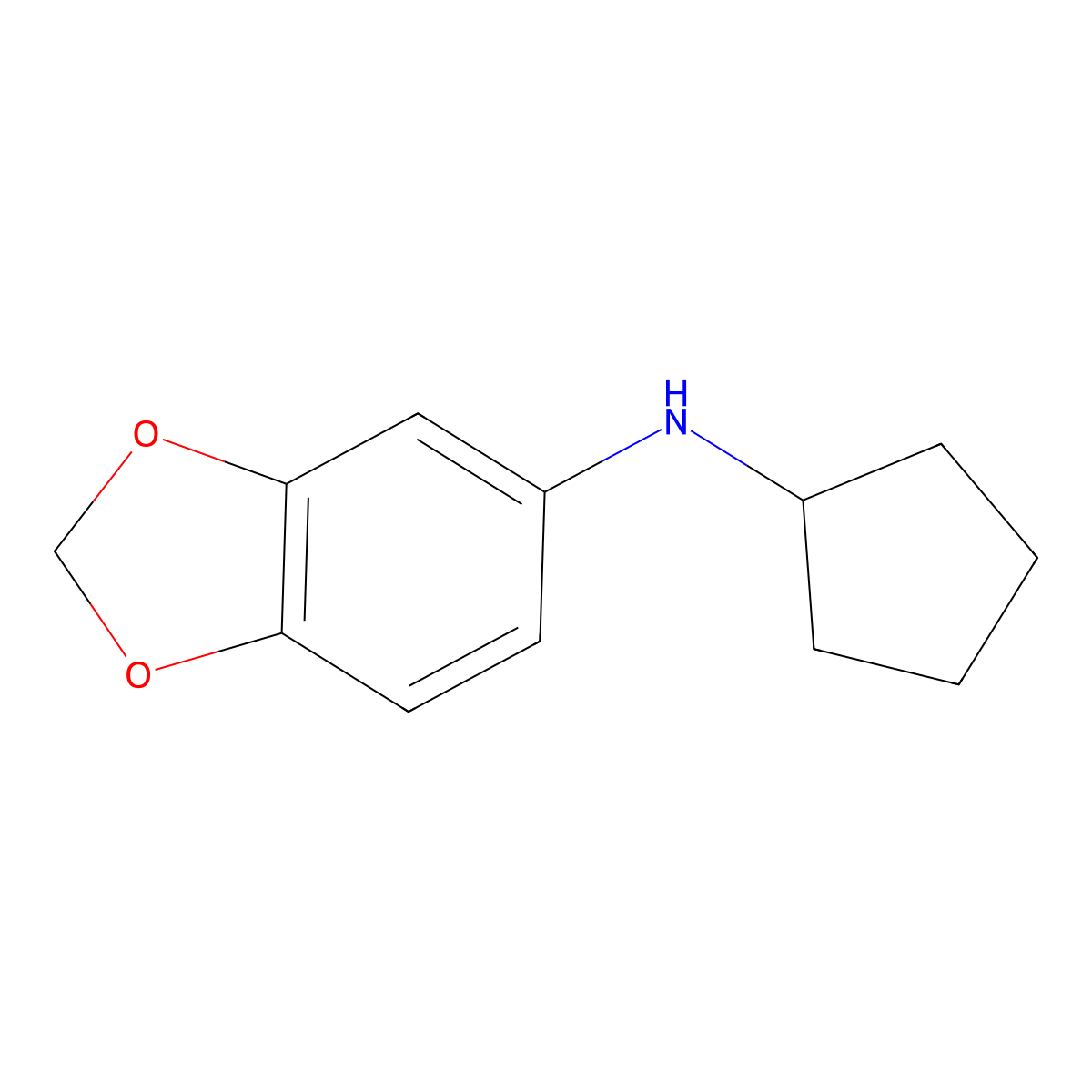 N-cyclopentyl-1,3-dioxaindan-5-amine molecular structure, CAS 1020923-51-6
