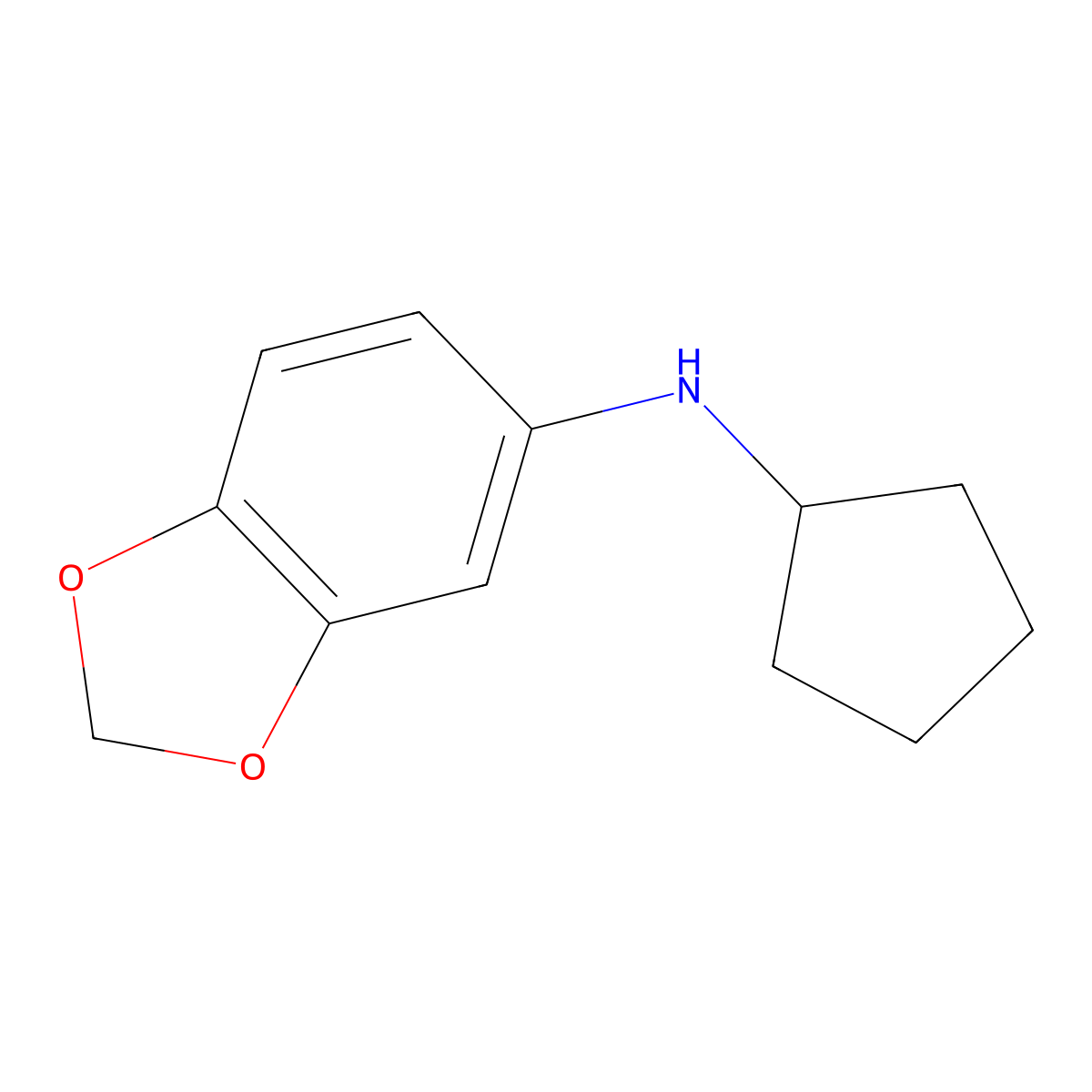 N-cyclopentyl-1,3-dioxaindan-5-amine molecular structure, CAS 1020923-51-6