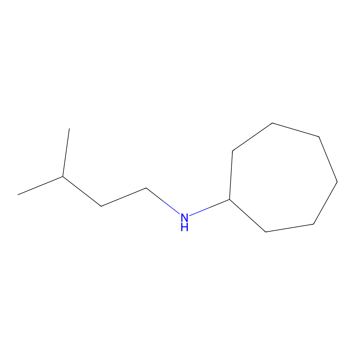 N-(3-methylbutyl)cycloheptanamine molecular structure, CAS 1020925-75-0