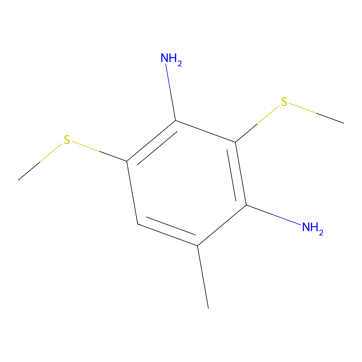 4-Methyl-2,6-bis(methylsulfanyl)benzene-1,3-diamine molecular structure, CAS 102093-68-5