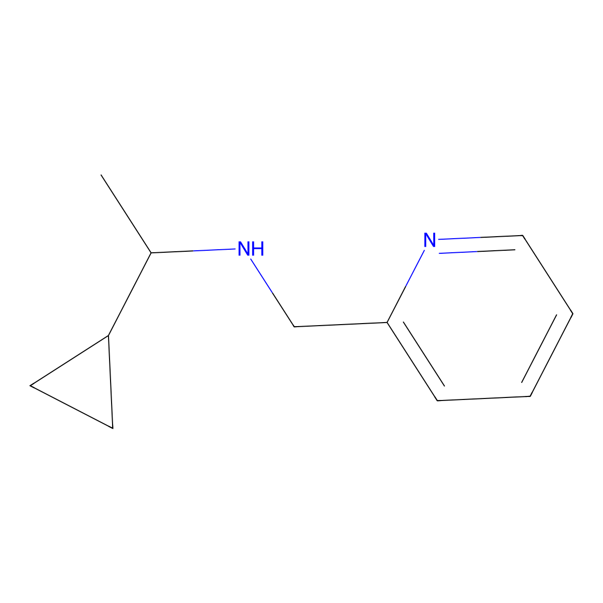 1-cyclopropyl-N-(pyridin-2-ylmethyl)ethanamine molecular structure, CAS 1020931-66-1