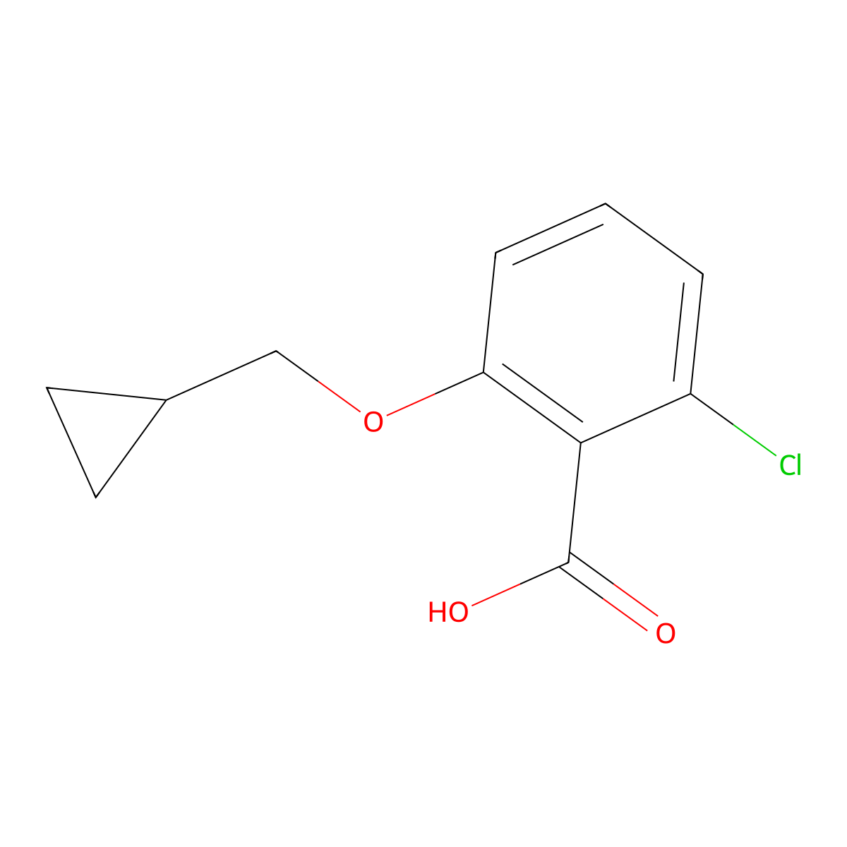 2-Chloro-6-(cyclopropylmethoxy)benzoic acid molecular structure, CAS 1020934-87-5