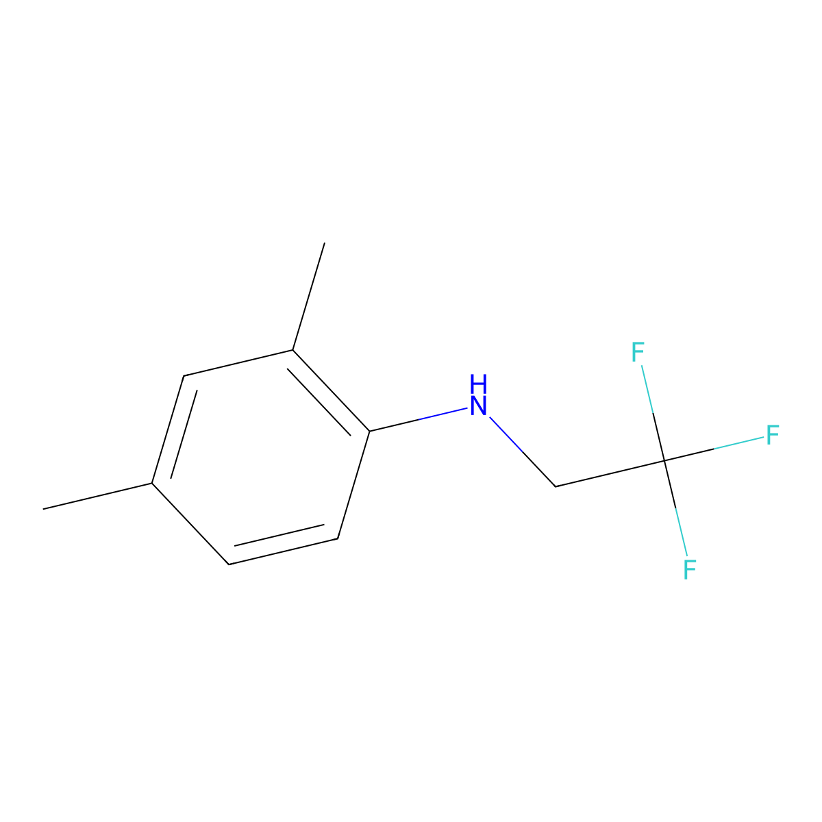 2,4-dimethyl-N-(2,2,2-trifluoroethyl)aniline molecular structure, CAS 1020935-56-1
